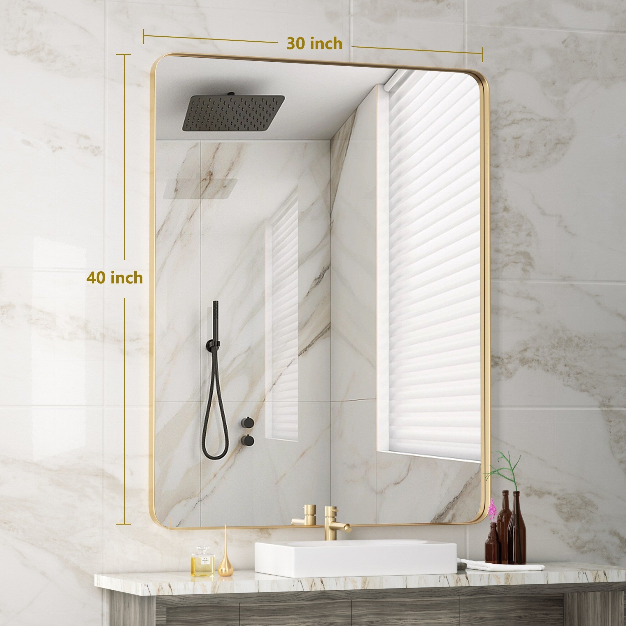 Stainless Steel Rectangular Mirror, Bathroom Mirror, Dressing Mirror, Wall Mirror, Decorative Mirror