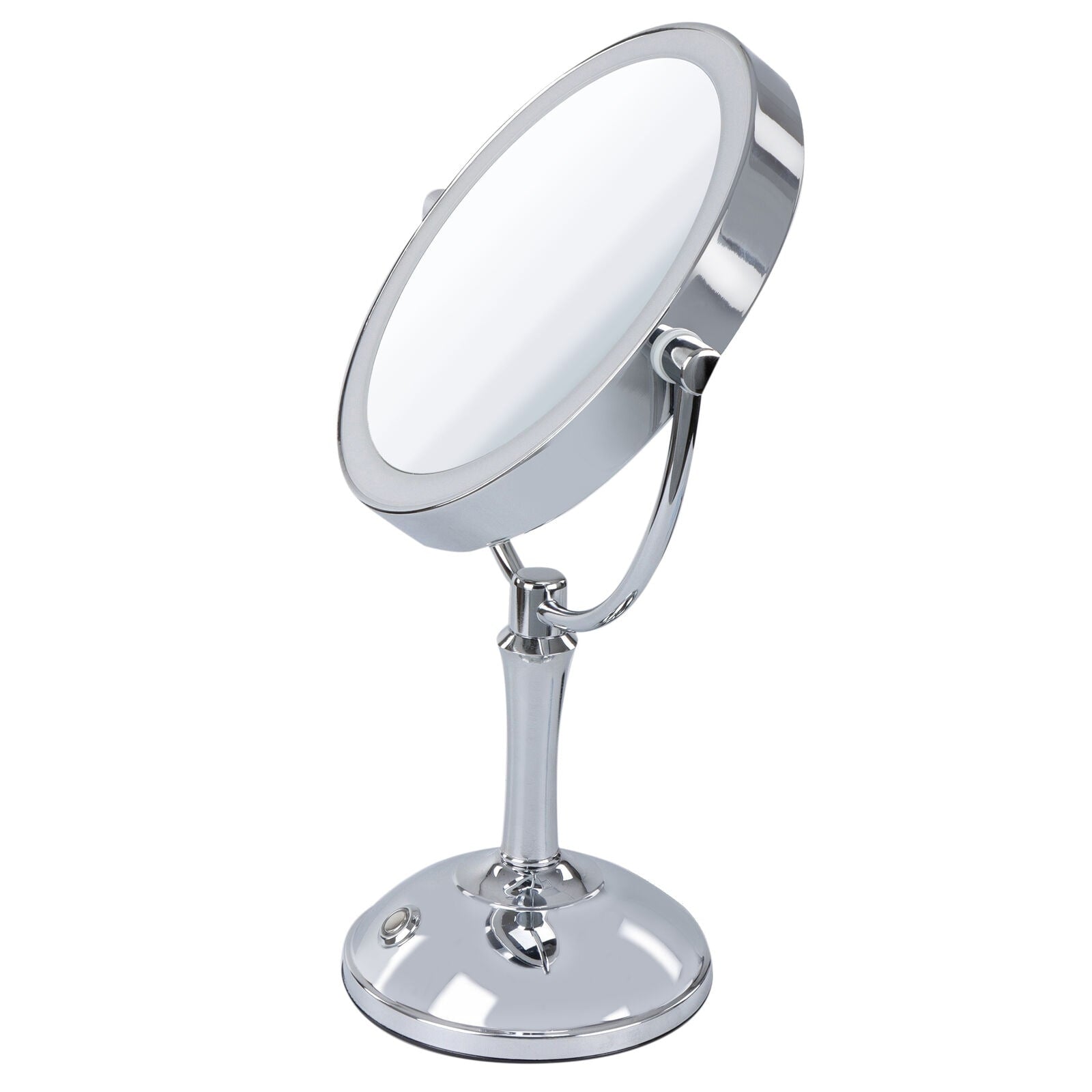 Standing Lighted Makeup Mirror with 1x and 10x Magnification