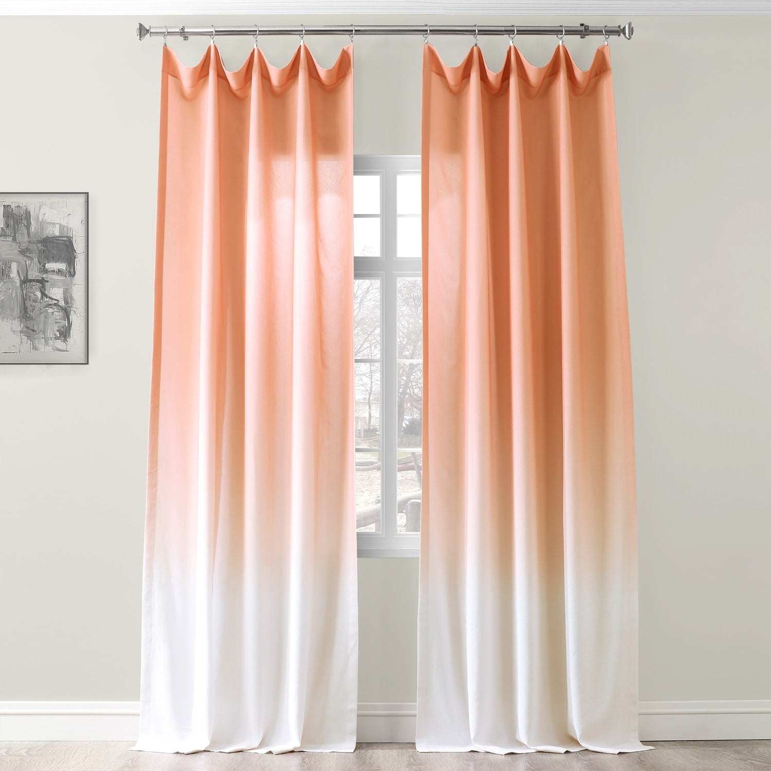 Exclusive Fabrics Ombre Faux Linen Light Filtering Curtains (1 Panel) - Lightweight Elegance, Natural Light Enhancement