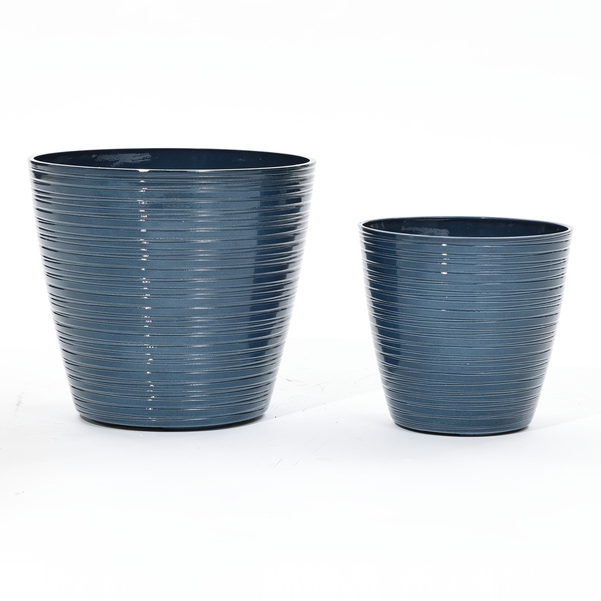 2-Piece HDPE Tapered Round Plastic Pot Planters Set