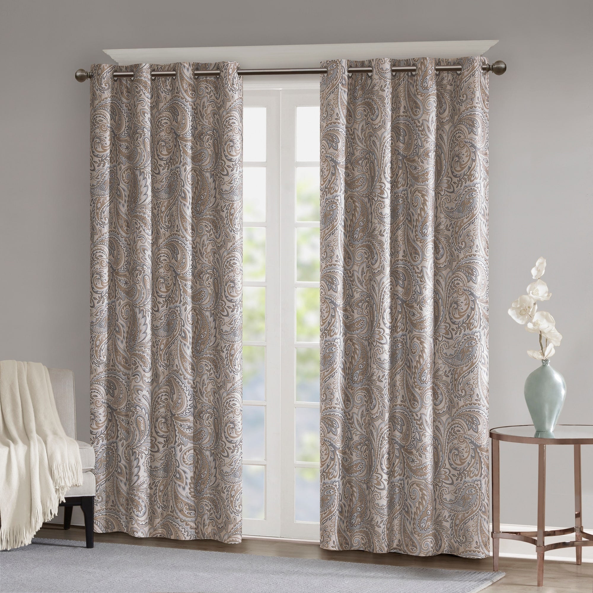 SunSmart Dahlia Paisley Printed Total Blackout Single Window Curtain Panel