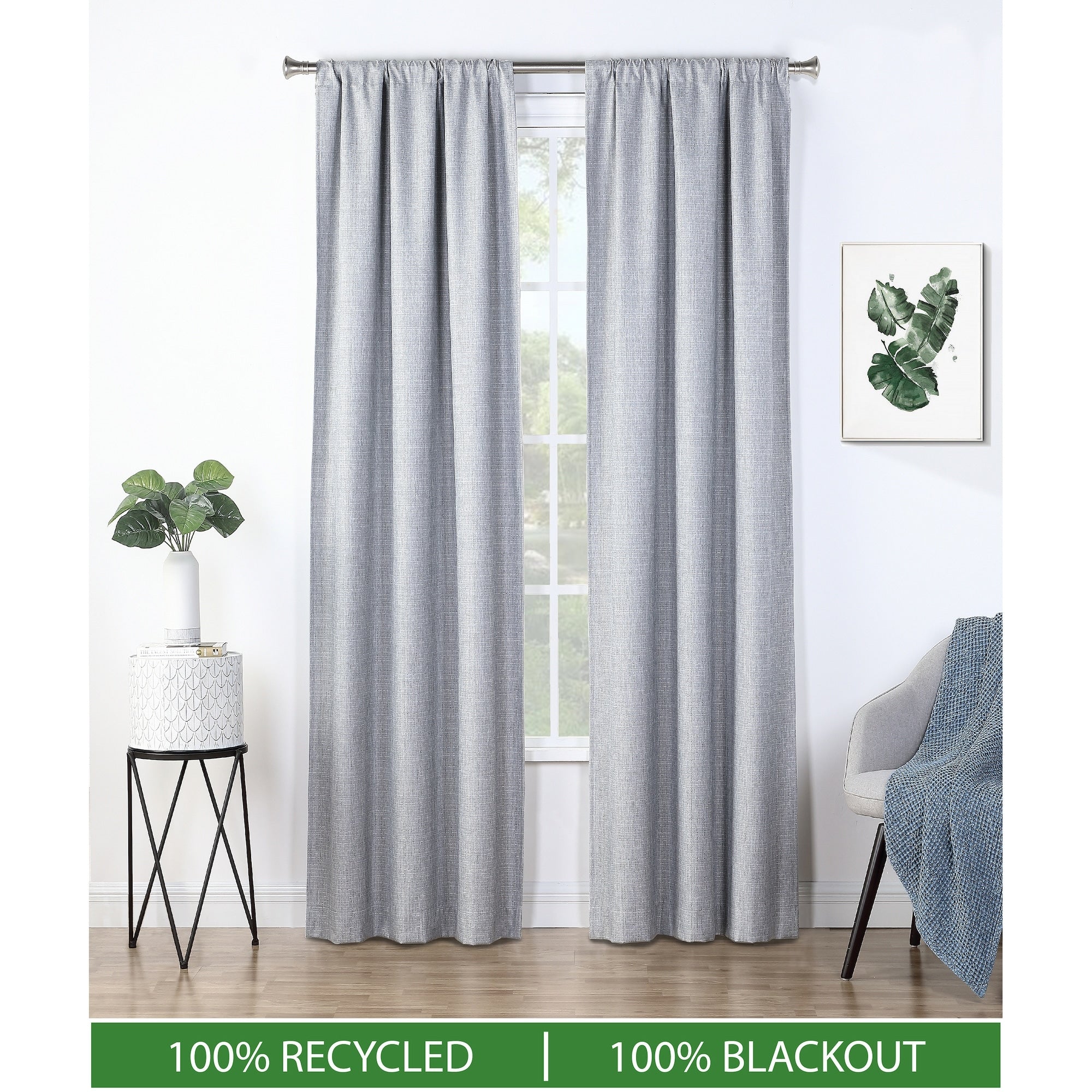 B.Smith Recycled Textured Total Blackout Curtain, 2 Panels