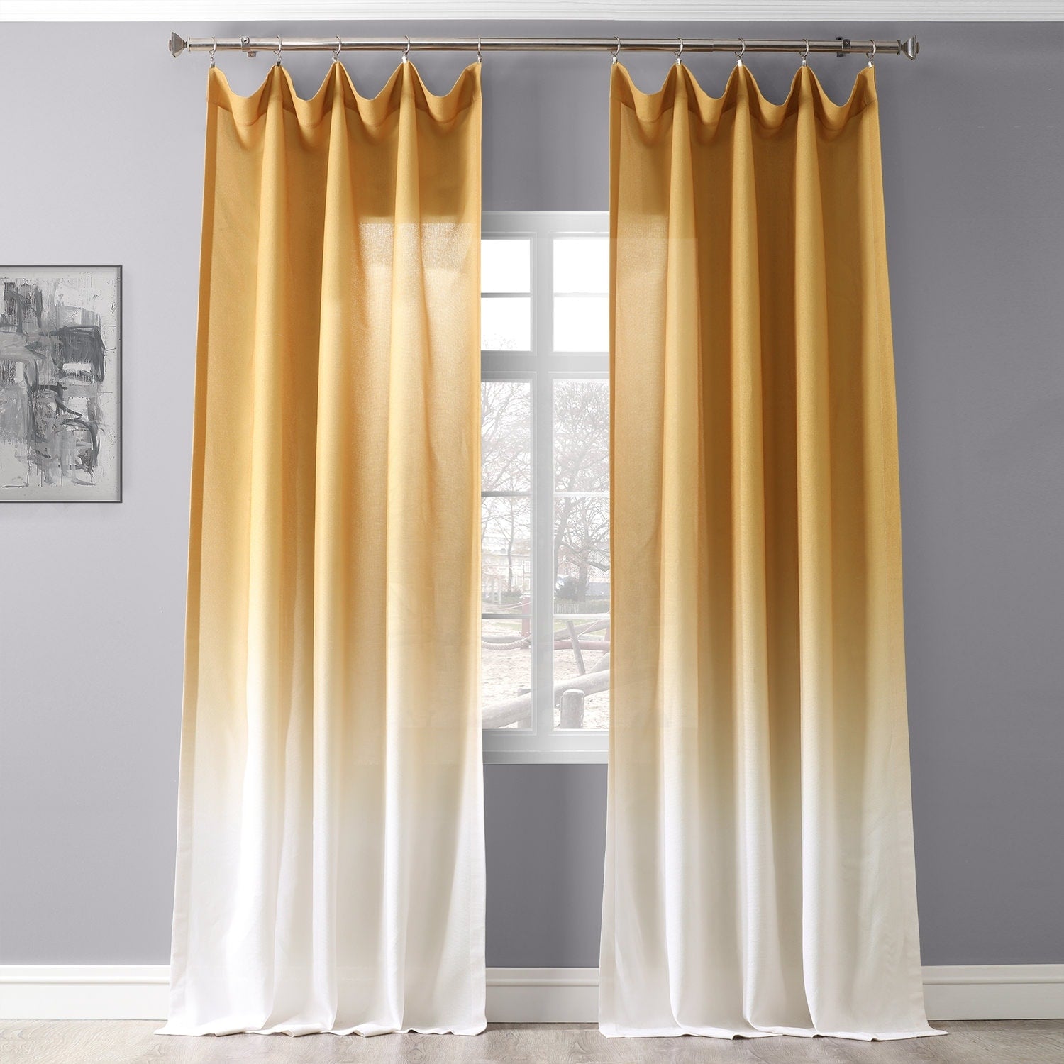 Exclusive Fabrics Ombre Faux Linen Light Filtering Curtains (1 Panel) - Lightweight Elegance, Natural Light Enhancement