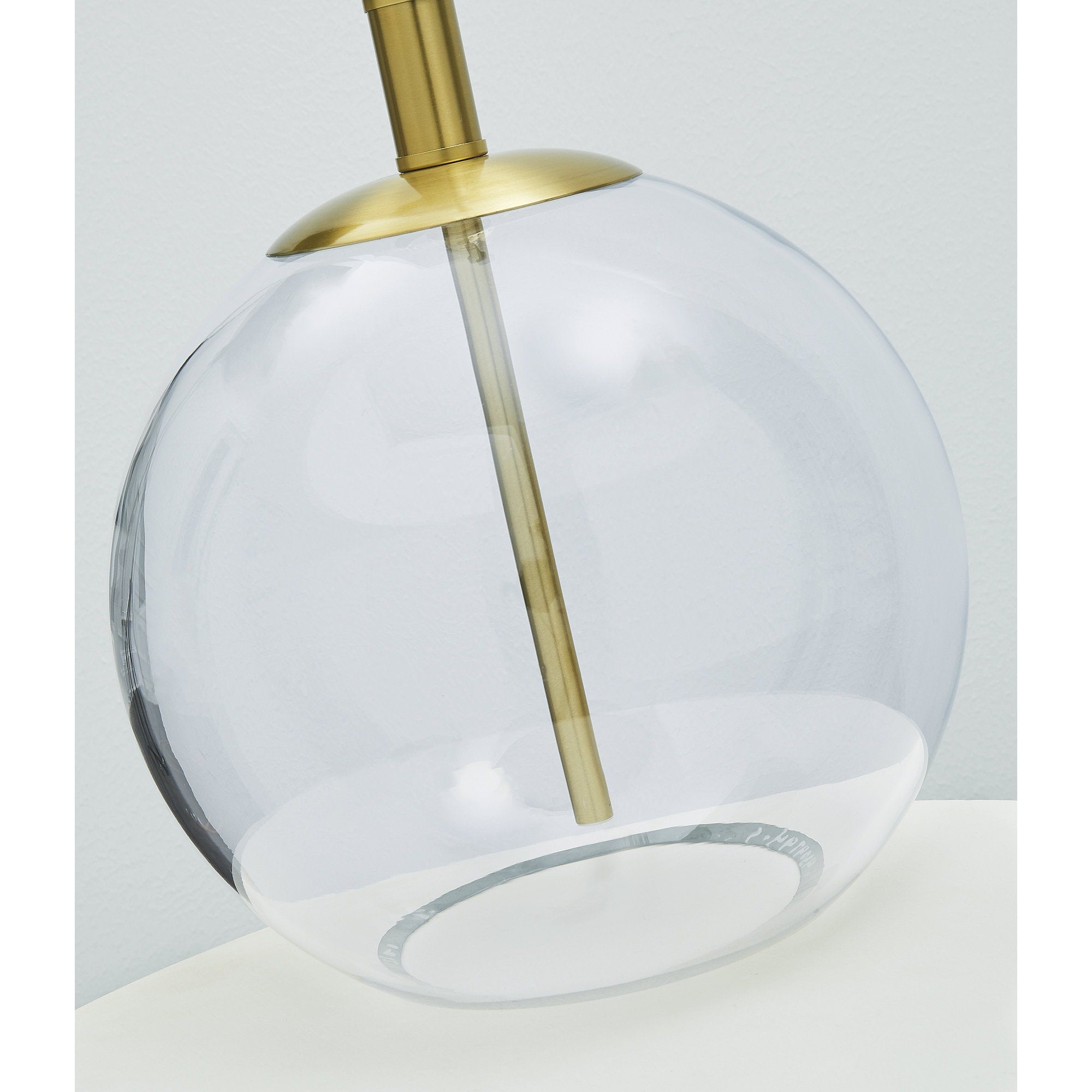 Ashley Furniture Samder Clear & Brass Glass Table Lamp - 14W x 14D x 21H