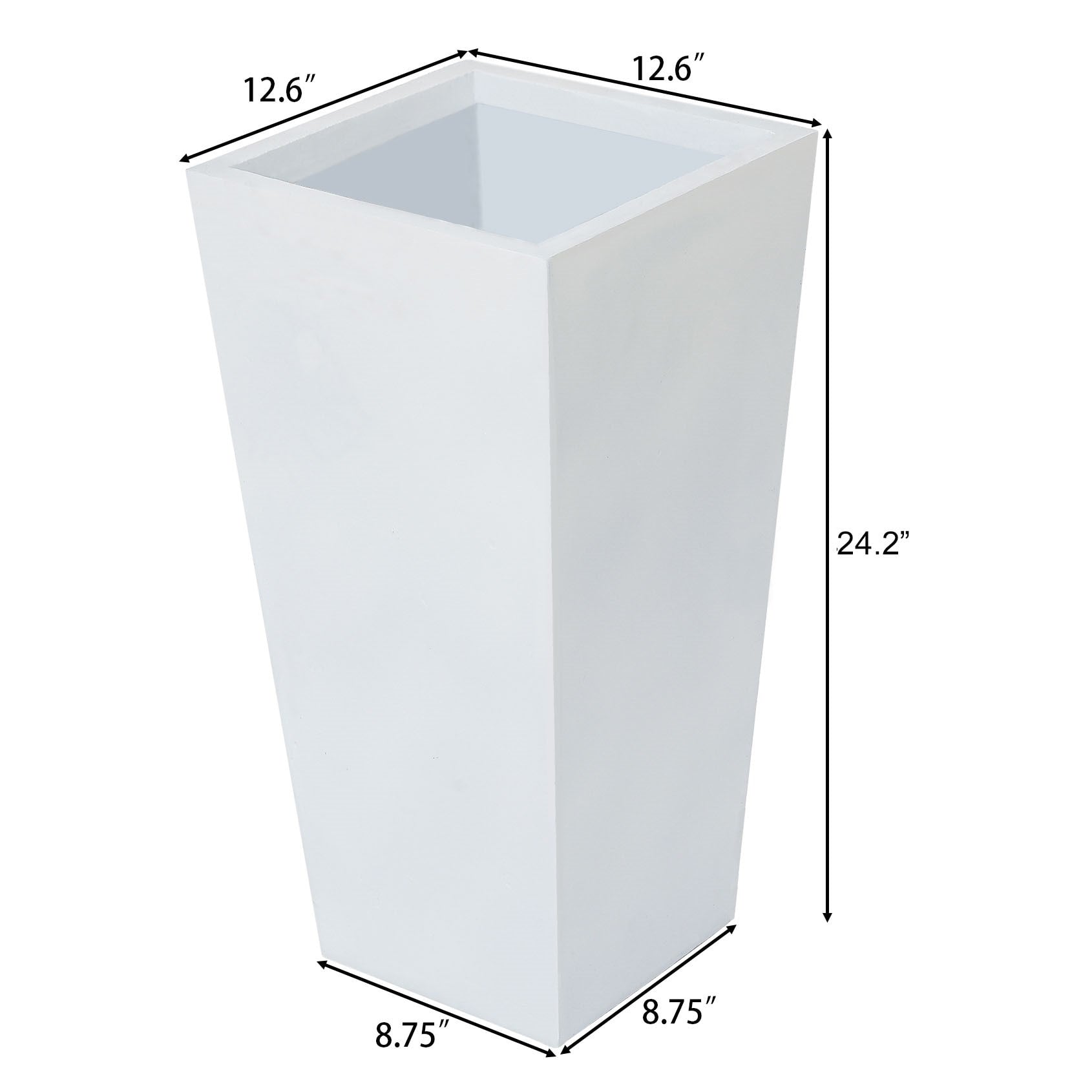 White Tall Square Tapered Indoor & Outdoor Planter