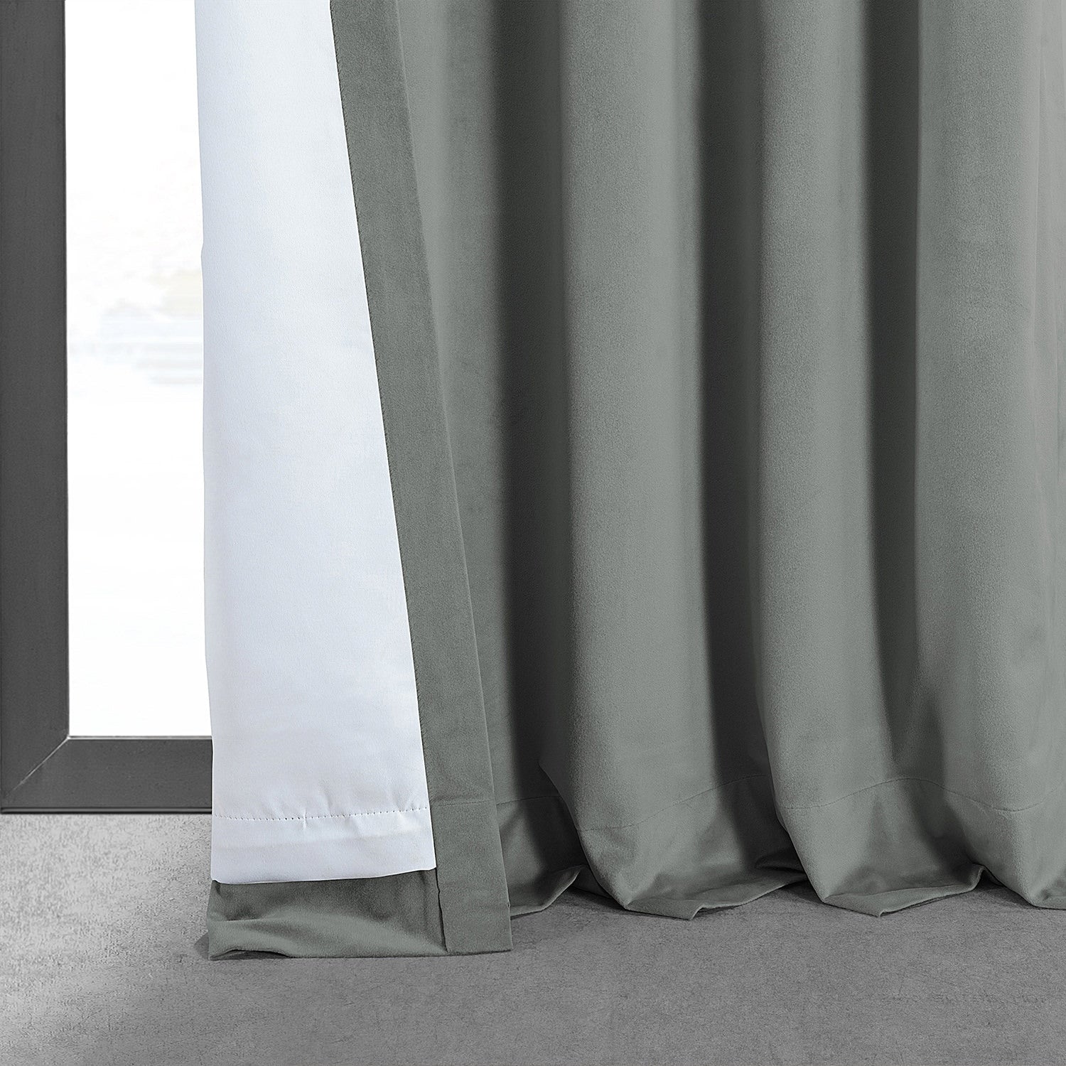 Exclusive Fabrics Signature Silver Grey Blackout Velvet Curtain Panel