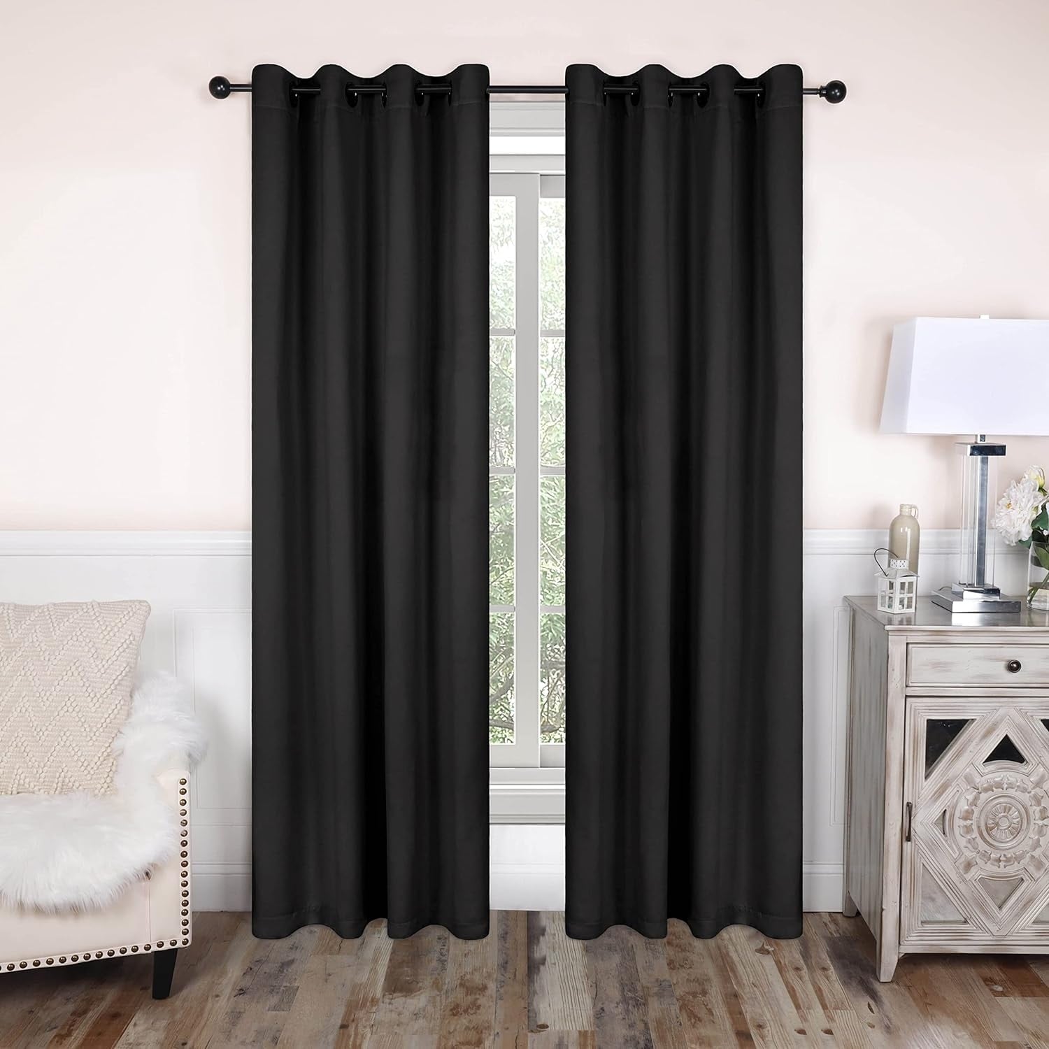 Superior Modern Solid Room Darkening Blackout Curtains, Rod Pocket