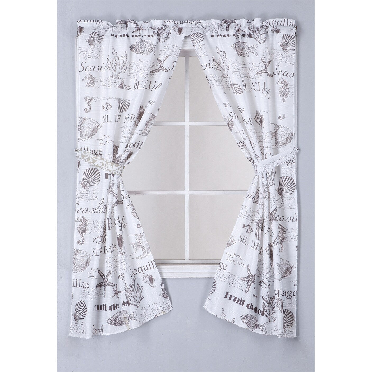 Printed Canvas Bathroom Window Curtains 54x58