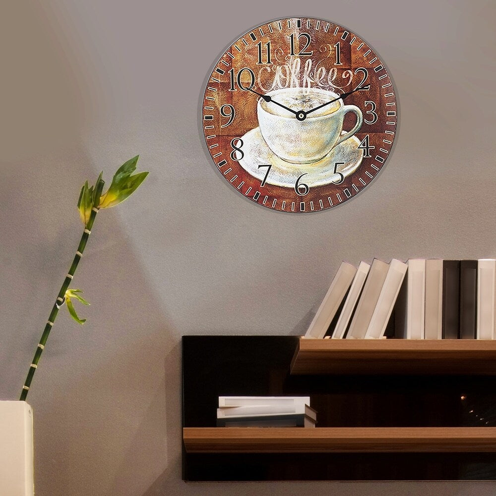 La Crosse 404-2631C-INT 12 inch Round Coffee Decor Analog Wall Clock
