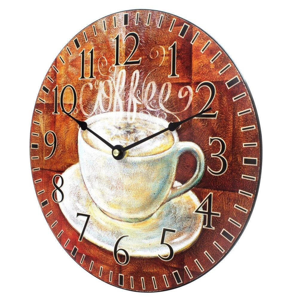 La Crosse 404-2631C-INT 12 inch Round Coffee Decor Analog Wall Clock