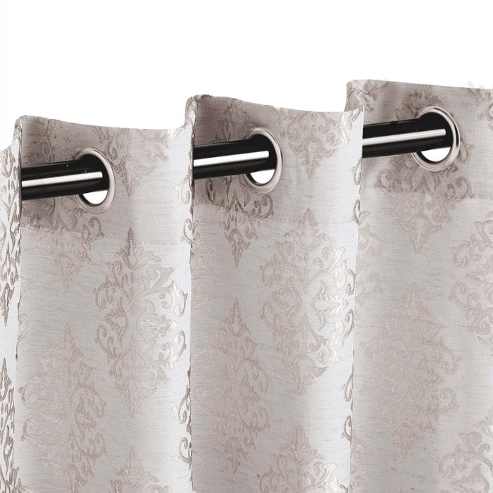 Superior Venetian Damask Jacquard Embroidered Washable Curtains, Set of 2