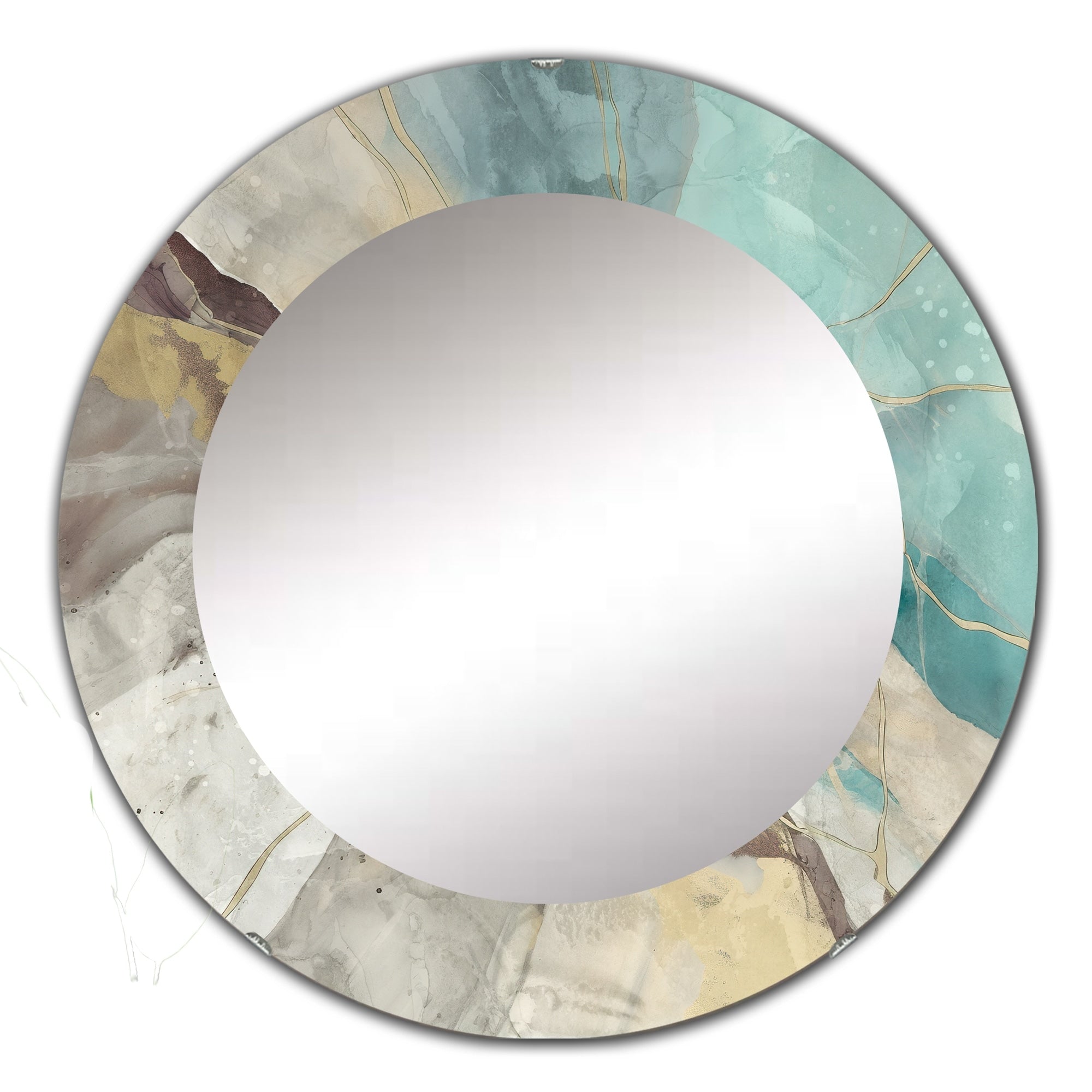 Designart 'Ocean Floor' Printed Modern WallMirror - Frameless Oval or Round Wall Mirror - Multi