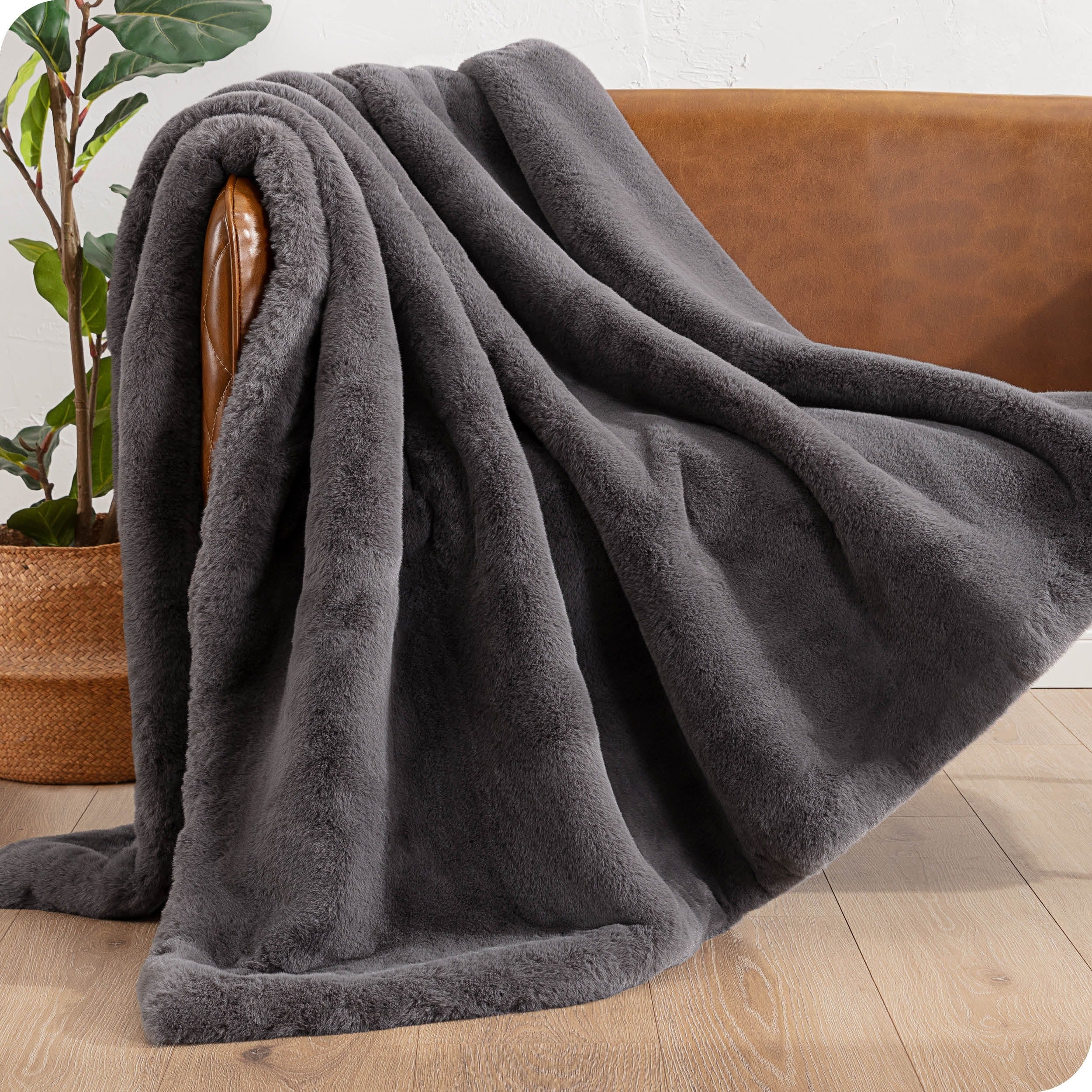 Bare Home Faux Fur Blanket - Ultra-Soft Blanket - Luxurious Fuzzy Warm