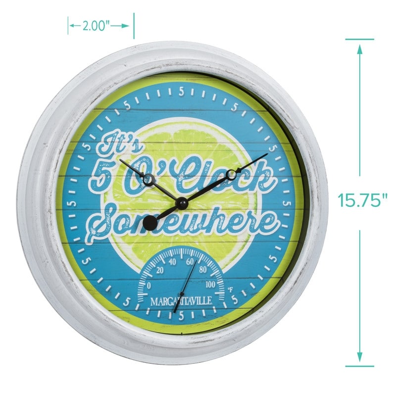 La Crosse 15.75 Margaritaville Outdoor Wall Clock w Temp