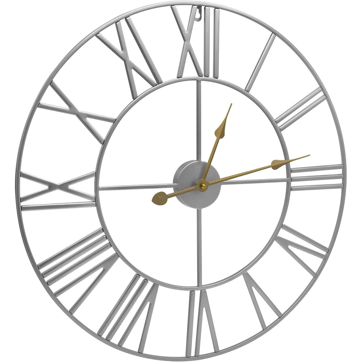 Sorbus Large Decorative Wall Clock, Analog Metal Clock, 24 Round (Silver)