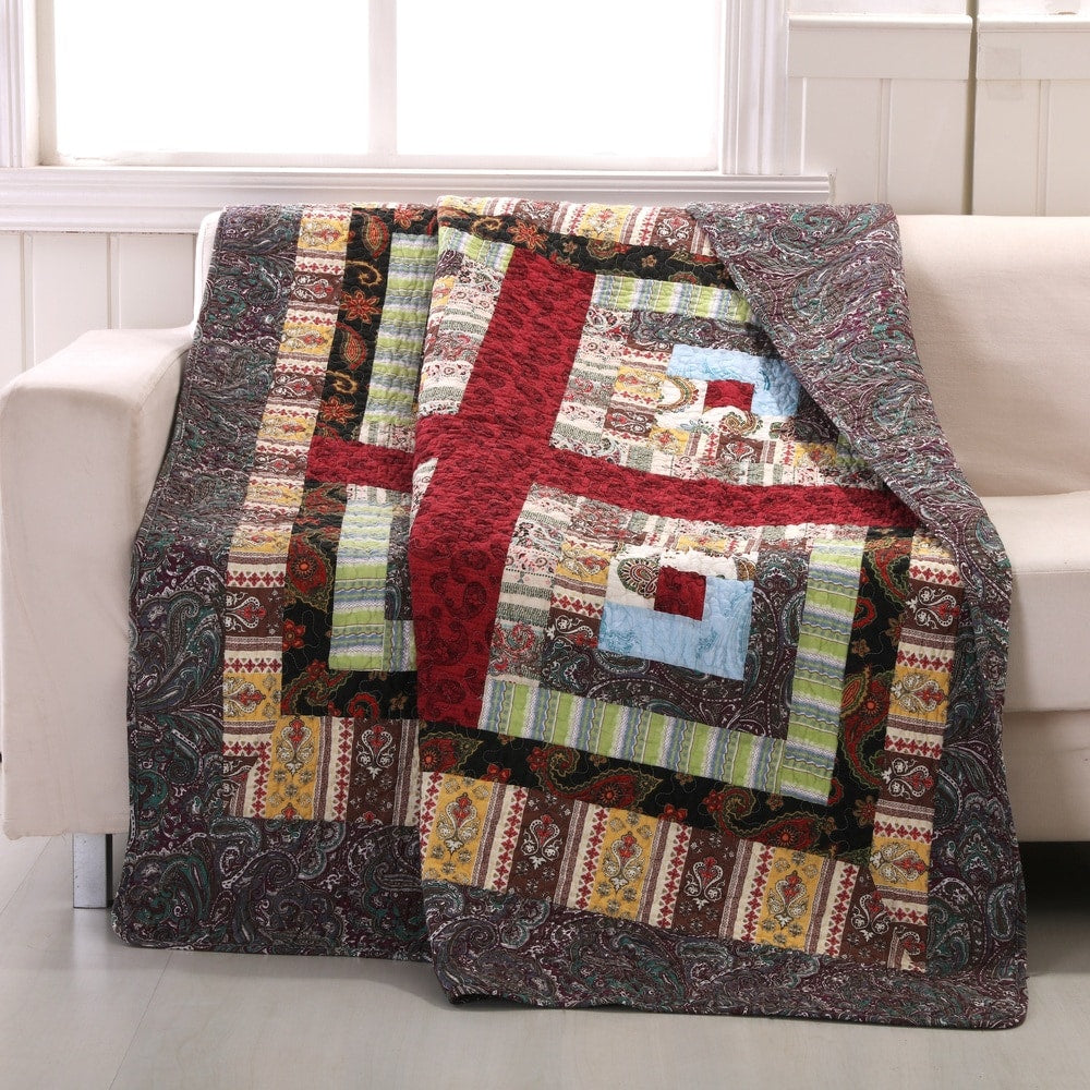 Greenland Home Fashions Colorado Lodge 100% Cotton Authentic Patchwork Reversible Throw Quilt