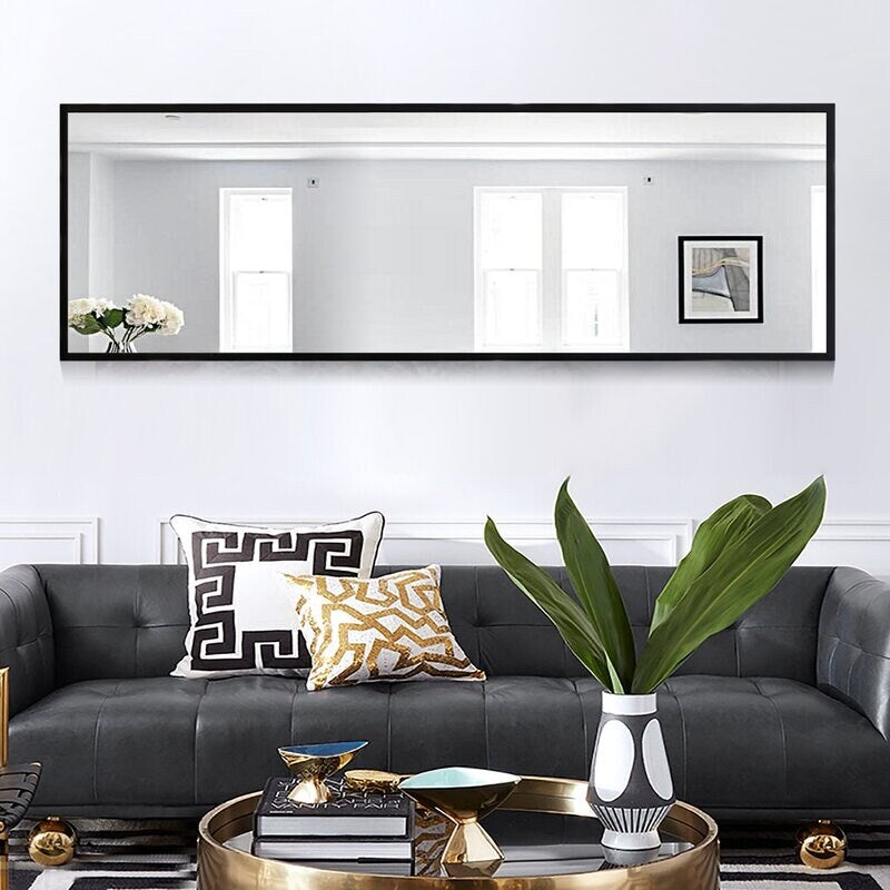 Aluminum Alloy Matte Frame Floor Mirror Dressing Hanging Mirror