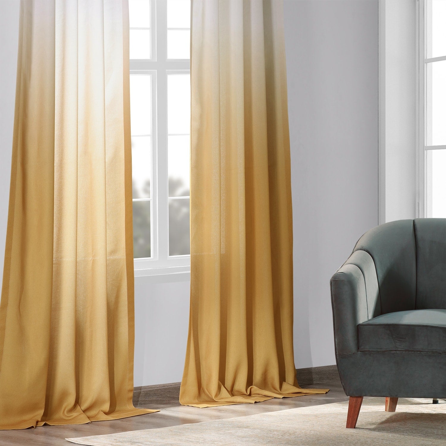 Exclusive Fabrics Ombre Faux Linen Light Filtering Curtains (1 Panel) - Lightweight Elegance, Natural Light Enhancement