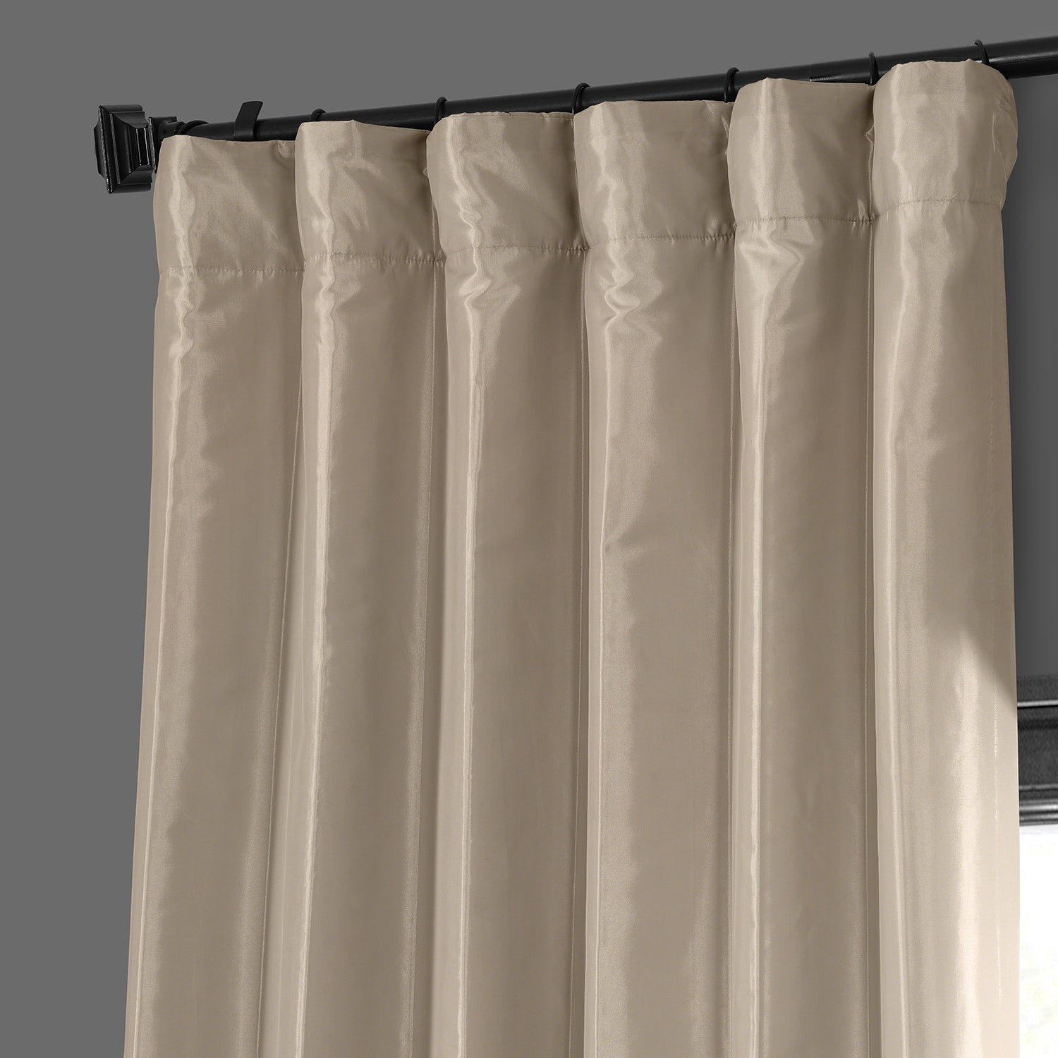 Exclusive Fabric Faux Silk Taffeta Solid Blackout Curtain (1 Panel)