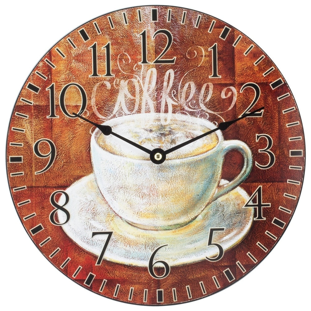 La Crosse 404-2631C-INT 12 inch Round Coffee Decor Analog Wall Clock