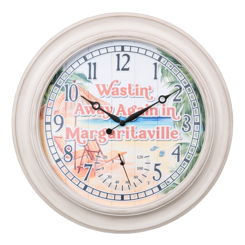 La Crosse 433-3267MVT 26.2 Outdoor Whitewash Margaritaville Clock