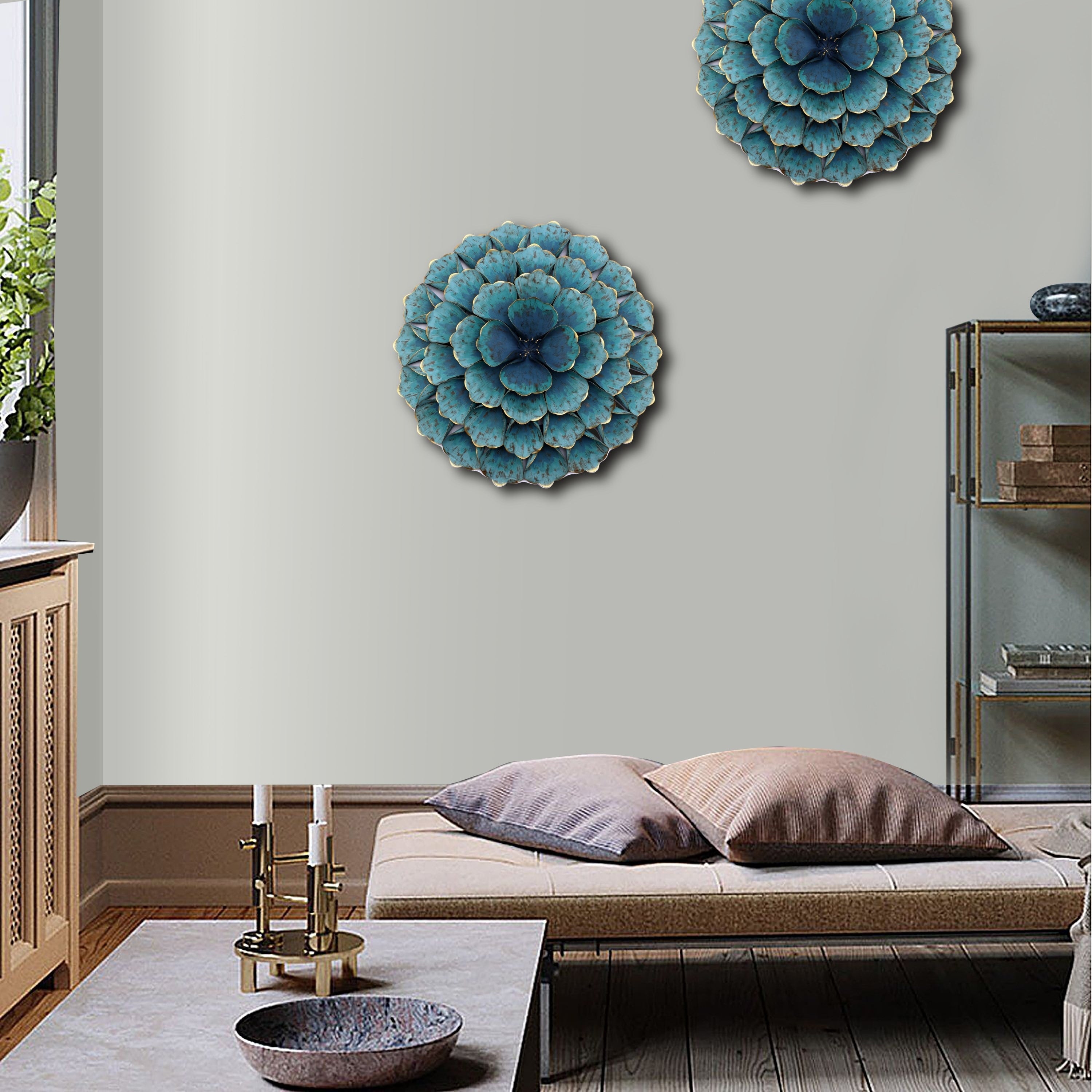 Carson Carrington Mjugg Teal Metal Flower Wall Art
