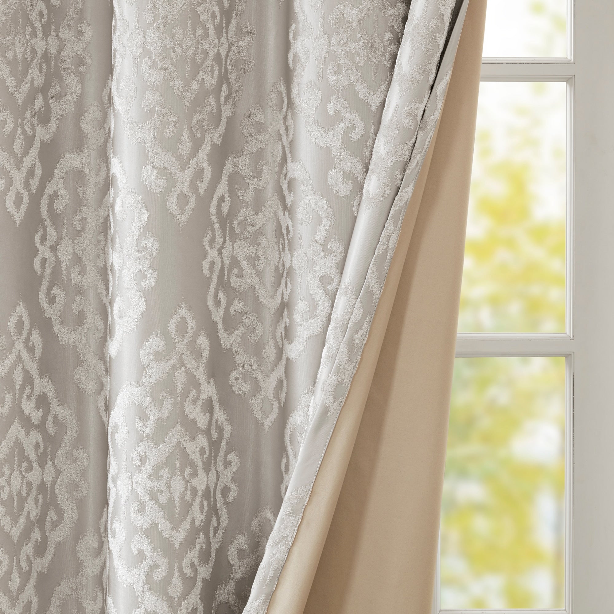 SunSmart Mirage Knitted Jacquard Total Blackout Grommet Window Curtain Panel