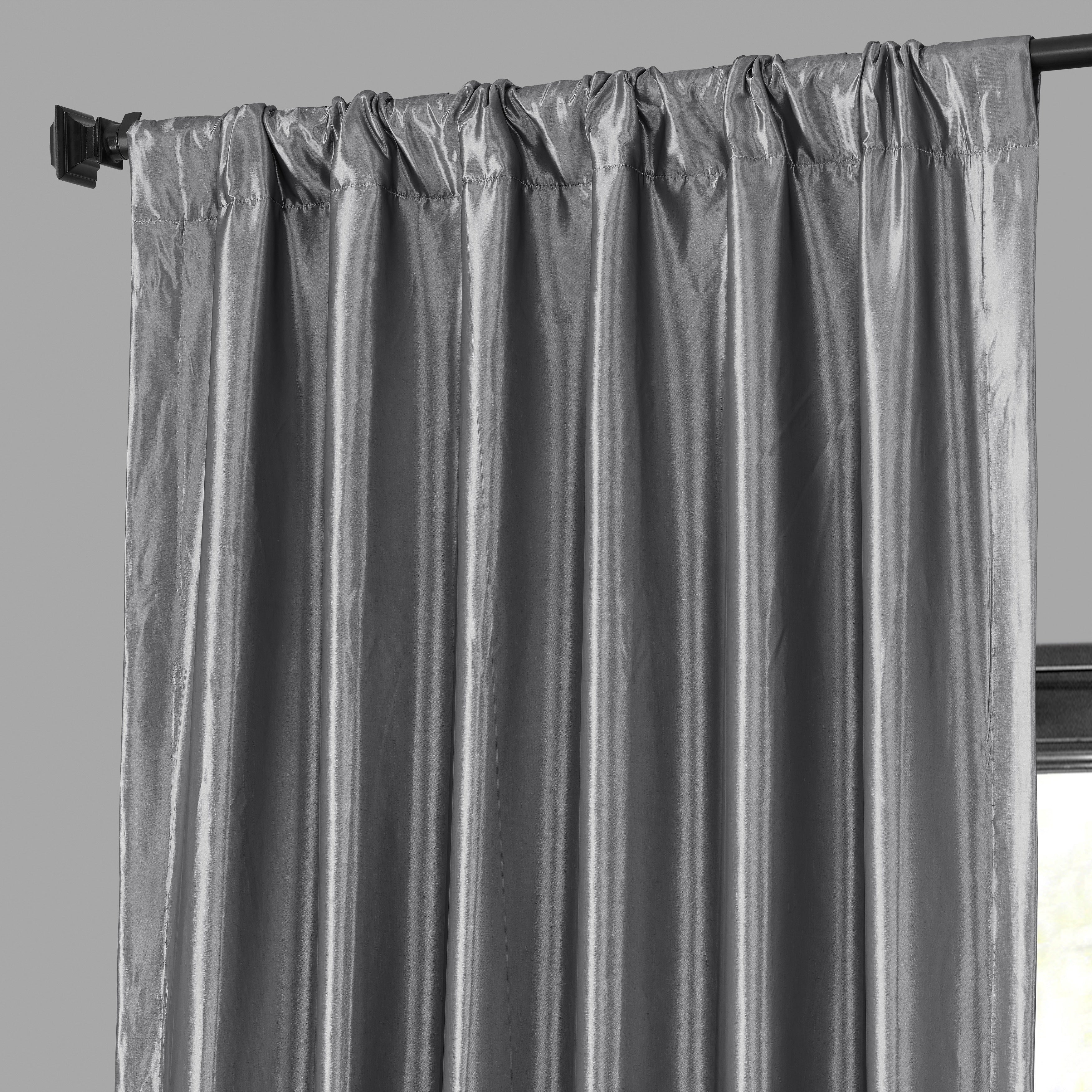 Exclusive Fabric Faux Silk Taffeta Solid Blackout Curtain (1 Panel)