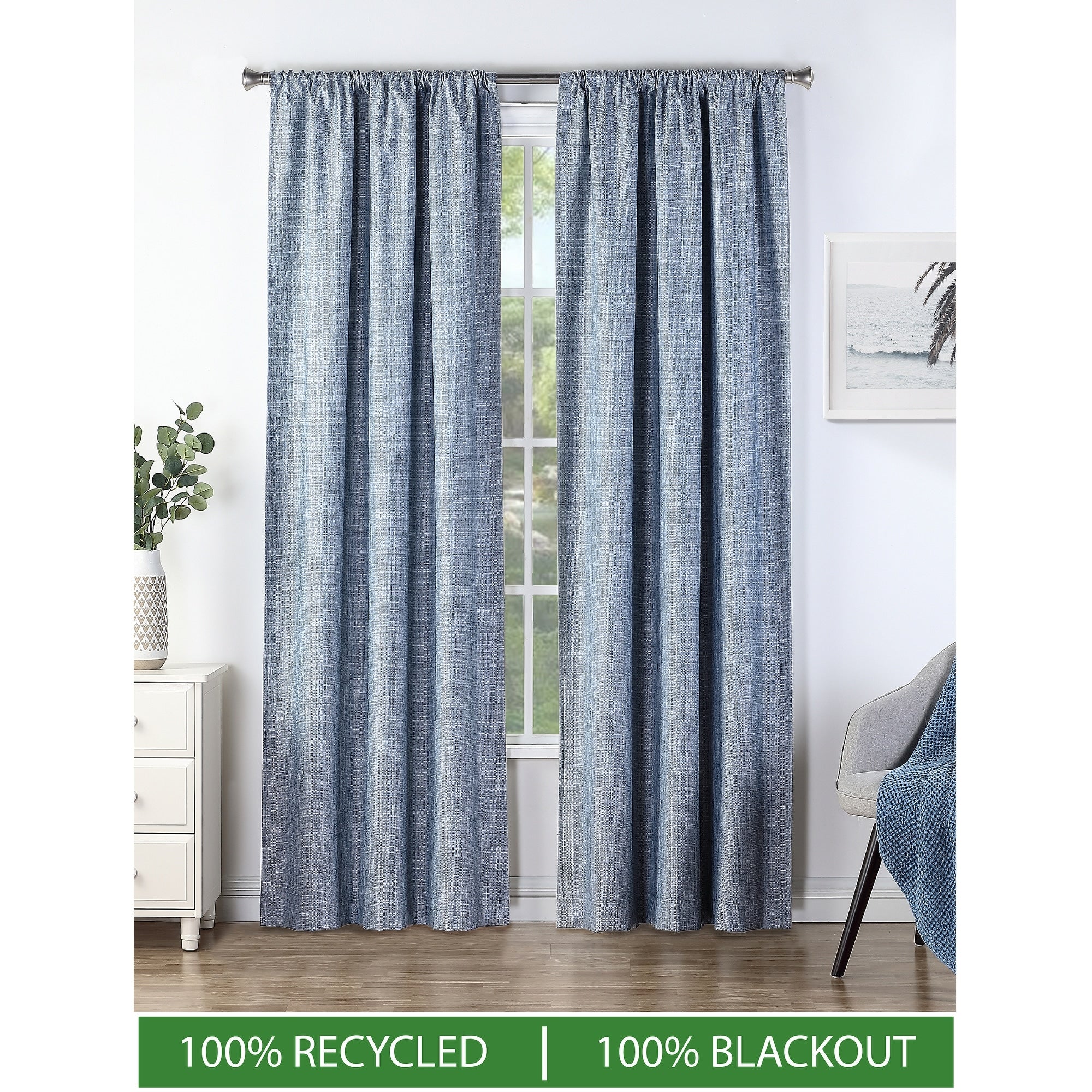 B.Smith Recycled Textured Total Blackout Curtain, 2 Panels