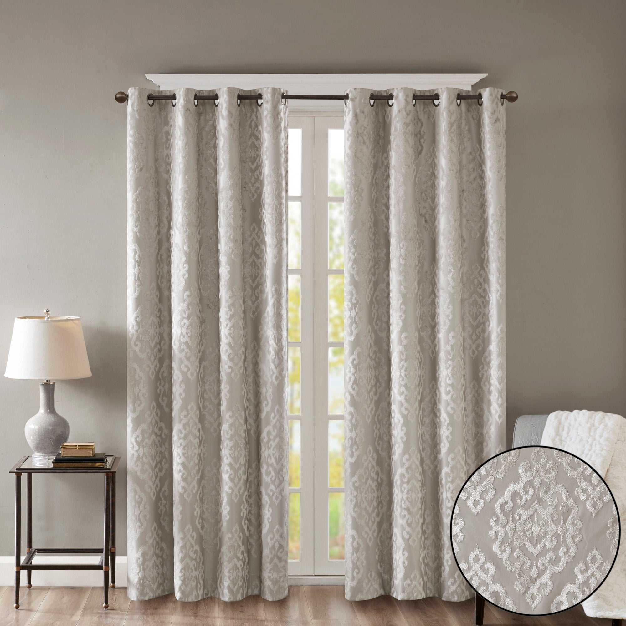 SunSmart Mirage Knitted Jacquard Total Blackout Grommet Window Curtain Panel