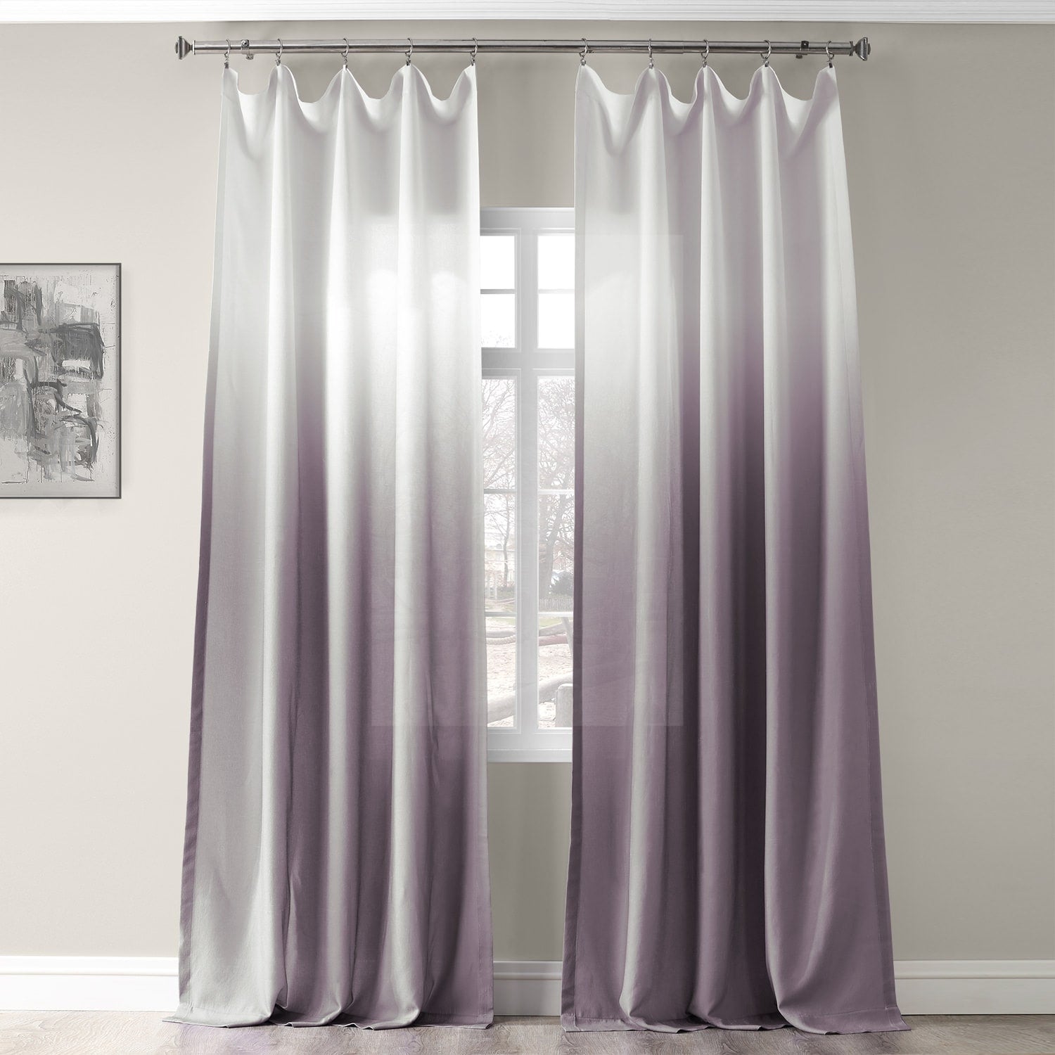 Exclusive Fabrics Ombre Faux Linen Light Filtering Curtains (1 Panel) - Lightweight Elegance, Natural Light Enhancement