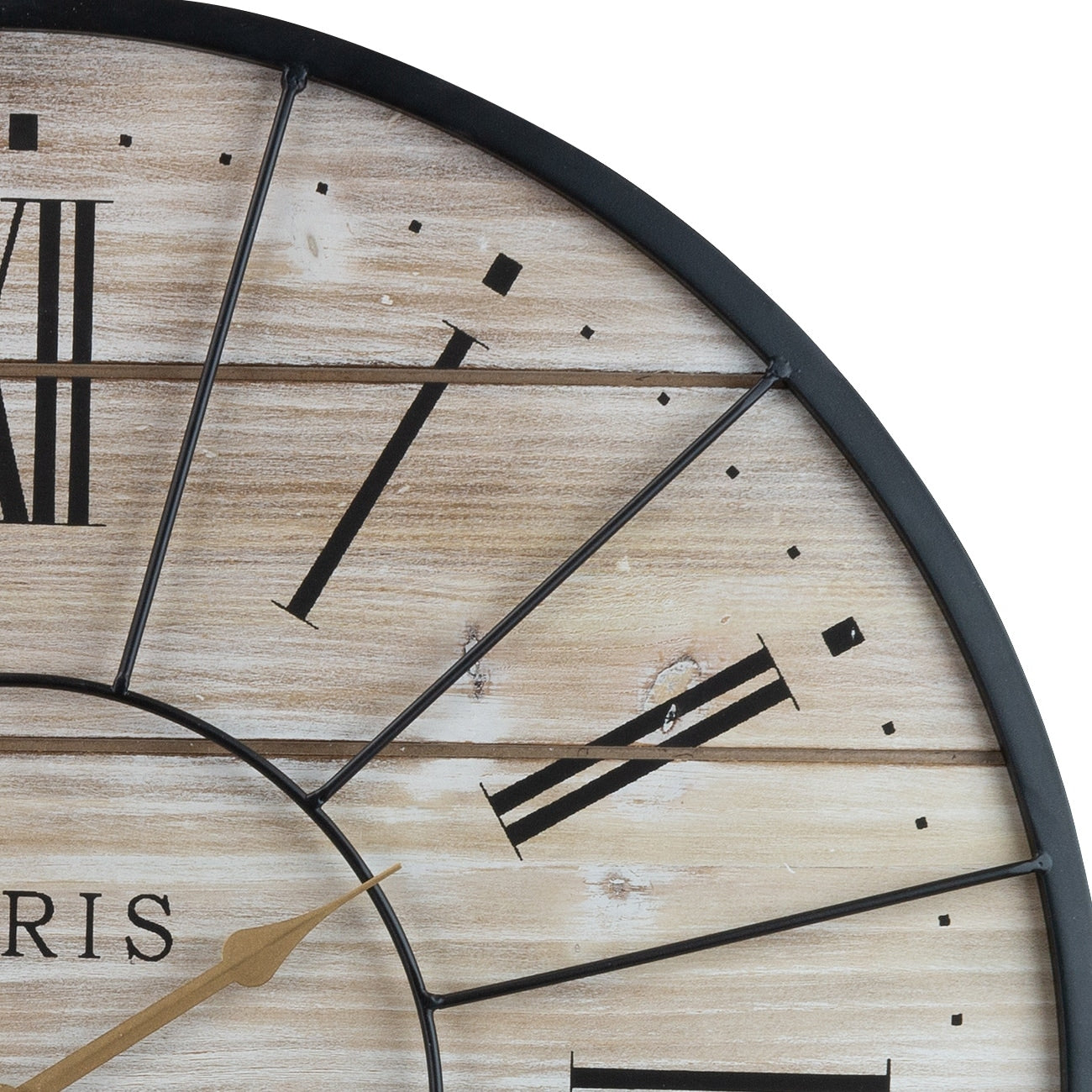 Sorbus Oversized 24 Round Analog Metal Wall Clock - Wooden Farmhouse Paris Décor (Roman Numerals)