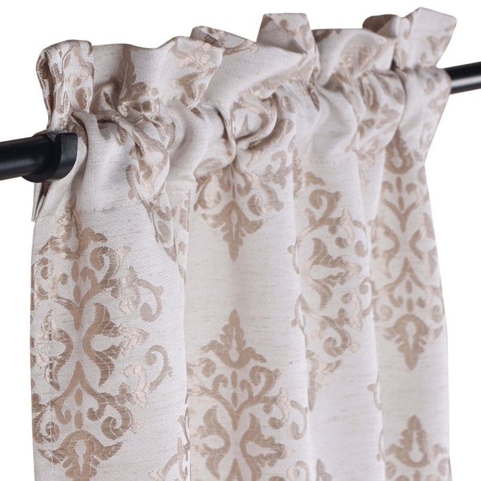 Superior Venetian Damask Jacquard Embroidered Washable Curtains, Set of 2