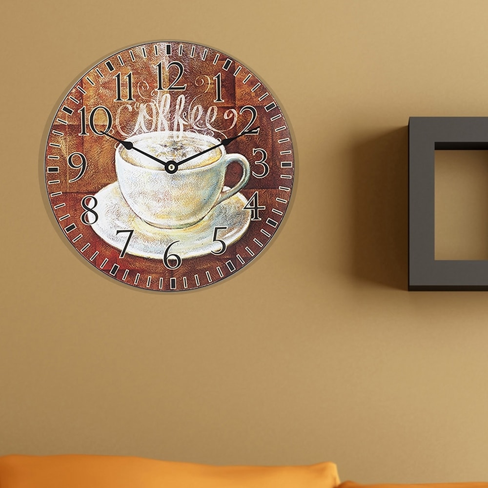 La Crosse 404-2631C-INT 12 inch Round Coffee Decor Analog Wall Clock