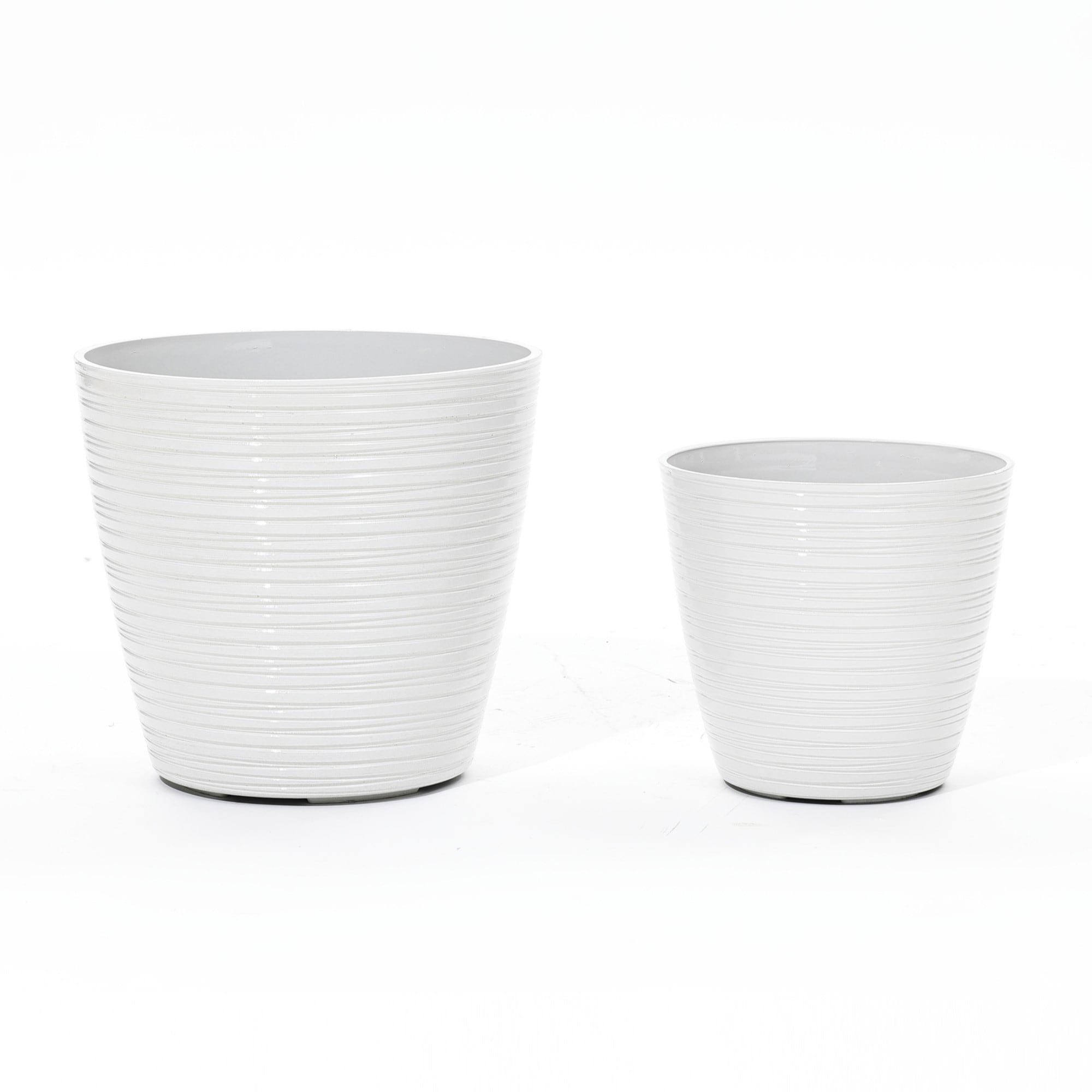 2-Piece HDPE Tapered Round Plastic Pot Planters Set