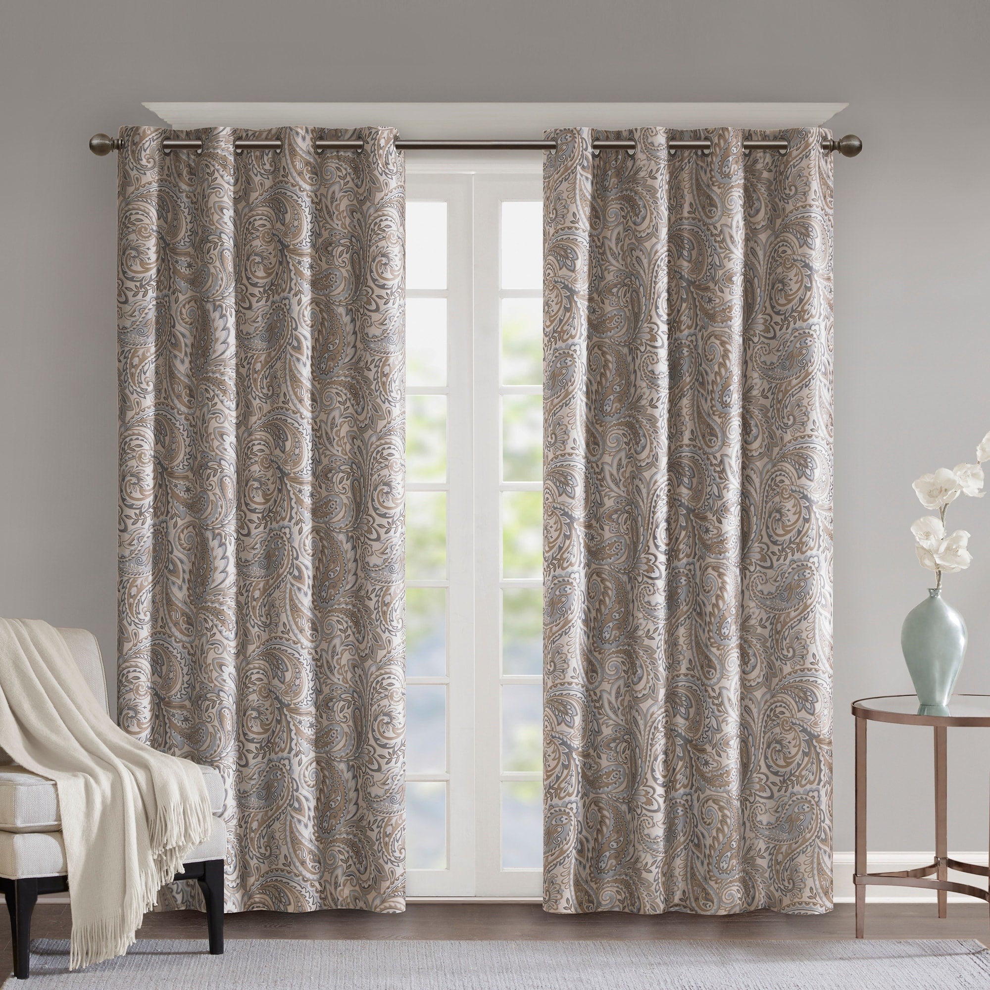 SunSmart Dahlia Paisley Printed Total Blackout Single Window Curtain Panel