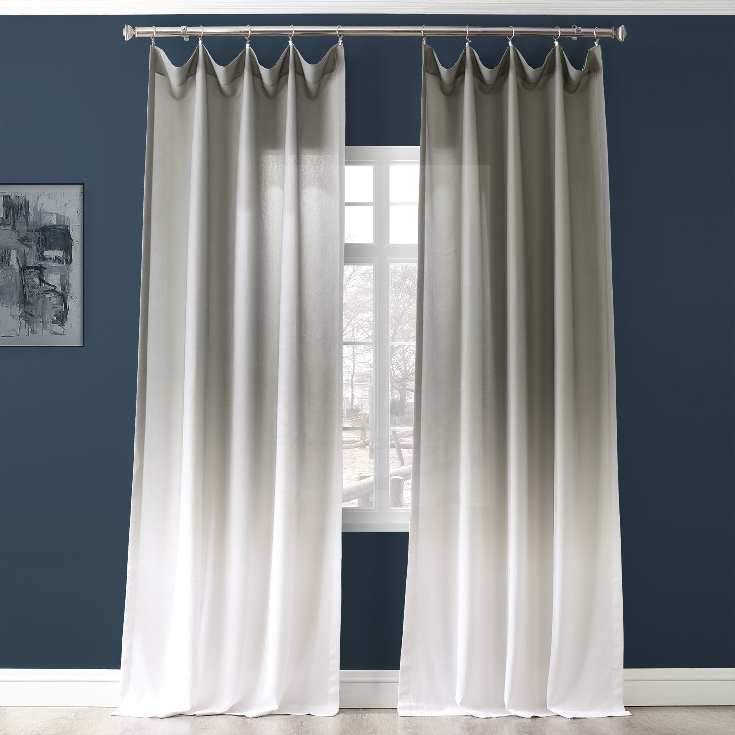 Exclusive Fabrics Ombre Faux Linen Light Filtering Curtains (1 Panel) - Lightweight Elegance, Natural Light Enhancement