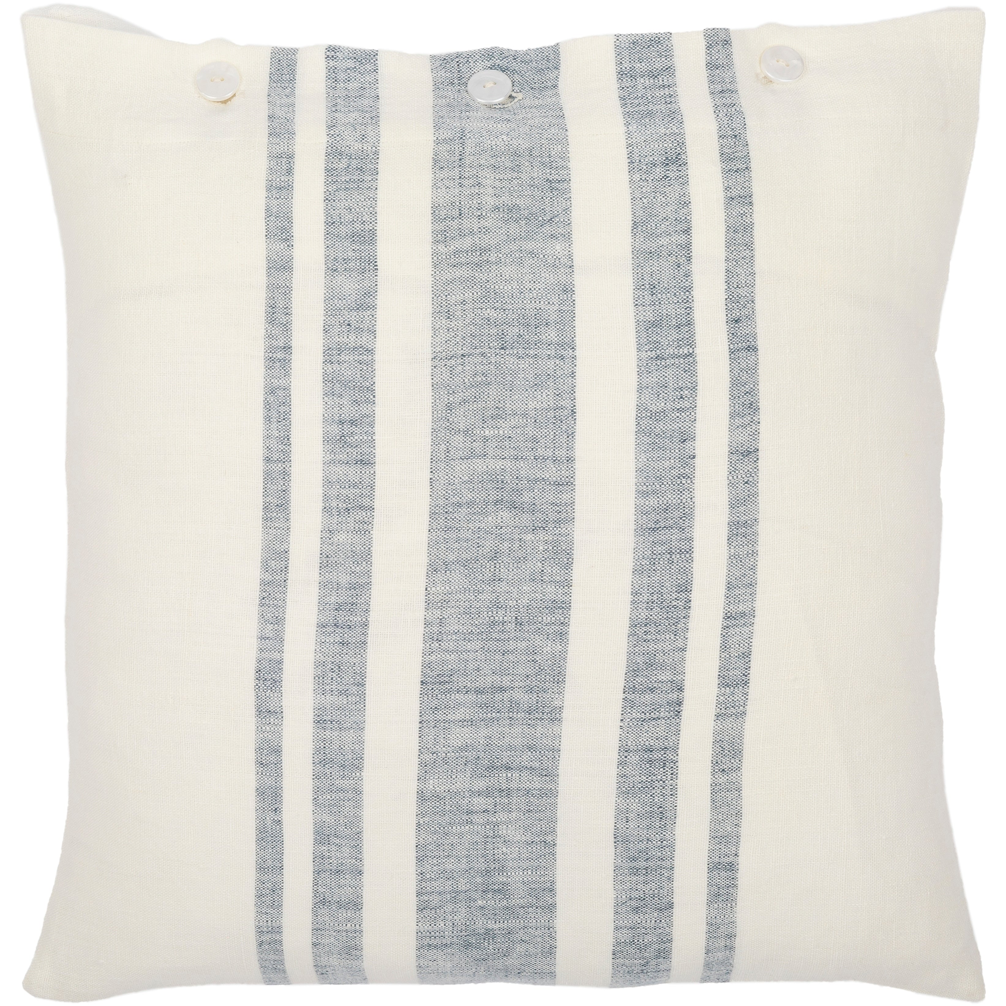 Sidrah Blue and Cream Linen Stripe Throw Pillow