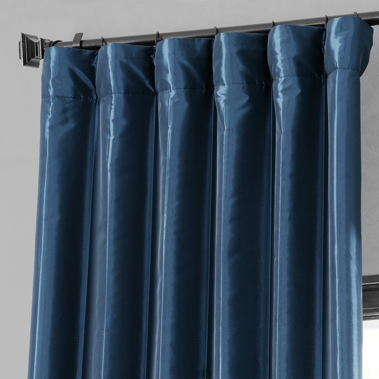 Exclusive Fabric Faux Silk Taffeta Solid Blackout Curtain (1 Panel)