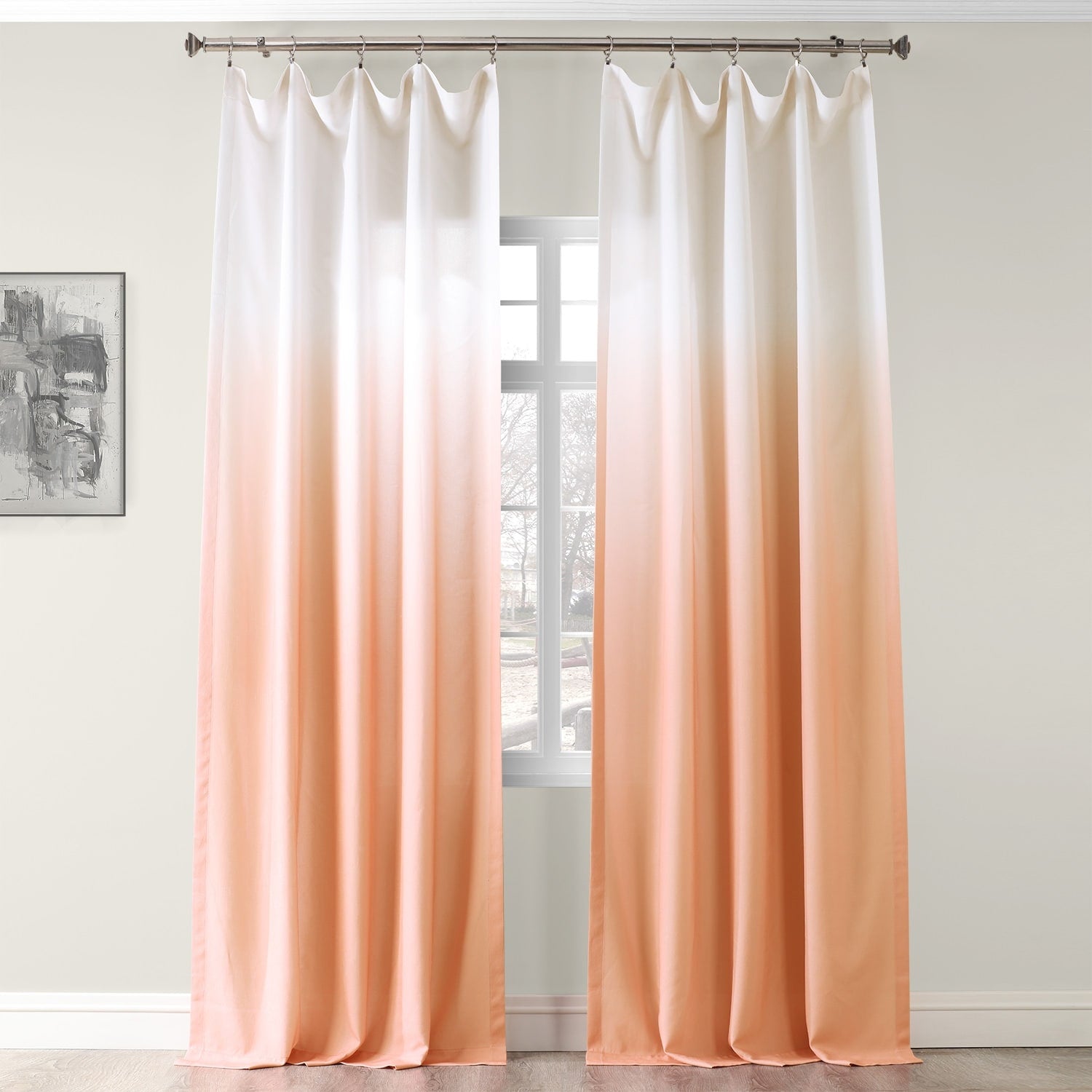 Exclusive Fabrics Ombre Faux Linen Light Filtering Curtains (1 Panel) - Lightweight Elegance, Natural Light Enhancement