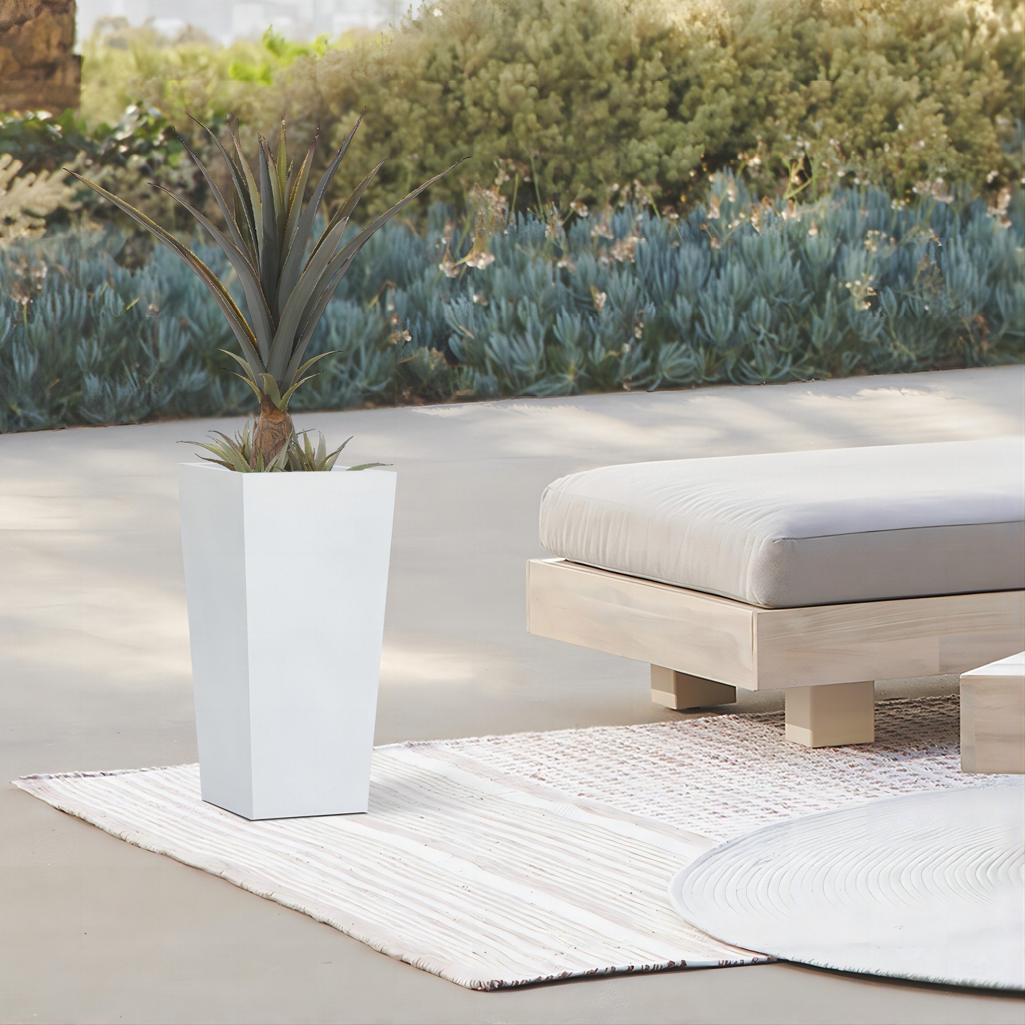 White Tall Square Tapered Indoor & Outdoor Planter