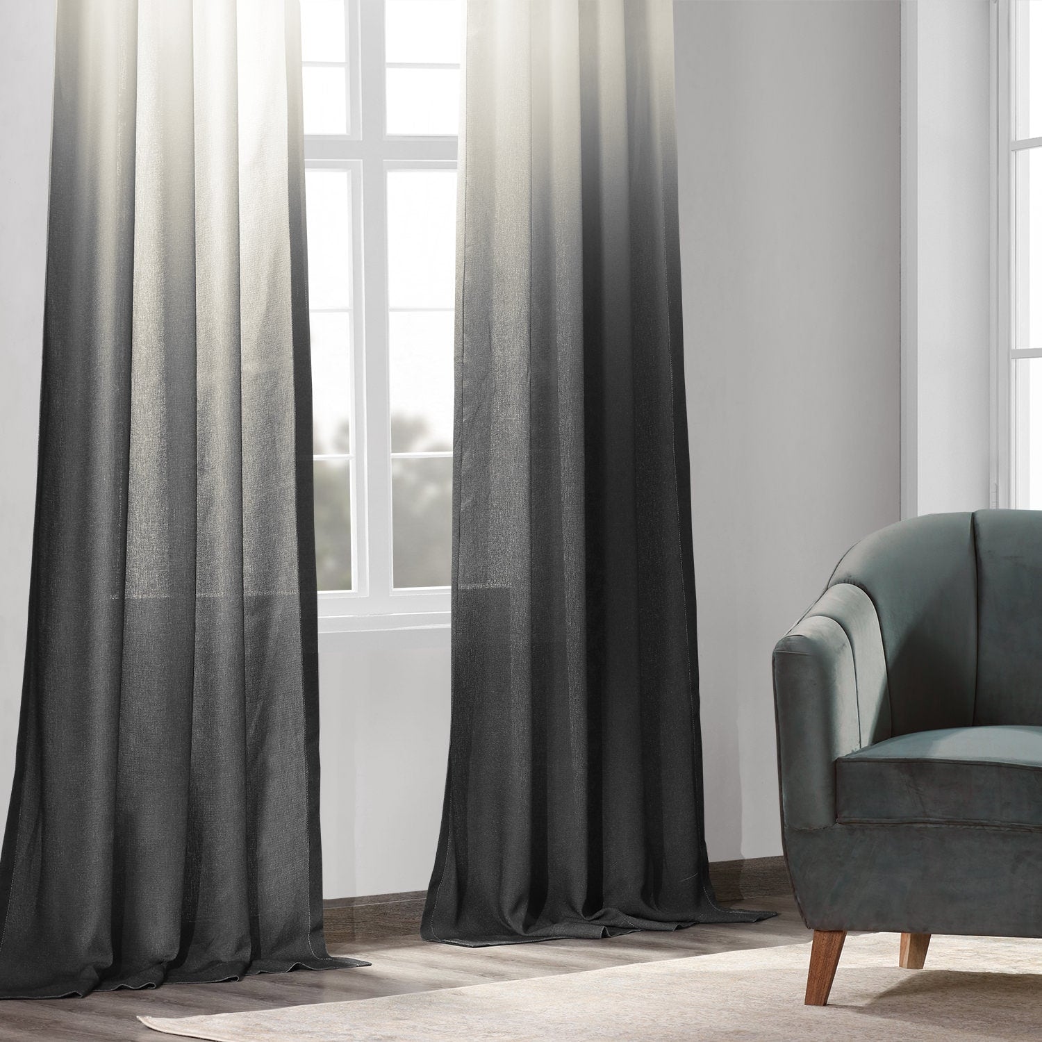 Exclusive Fabrics Ombre Faux Linen Light Filtering Curtains (1 Panel) - Lightweight Elegance, Natural Light Enhancement