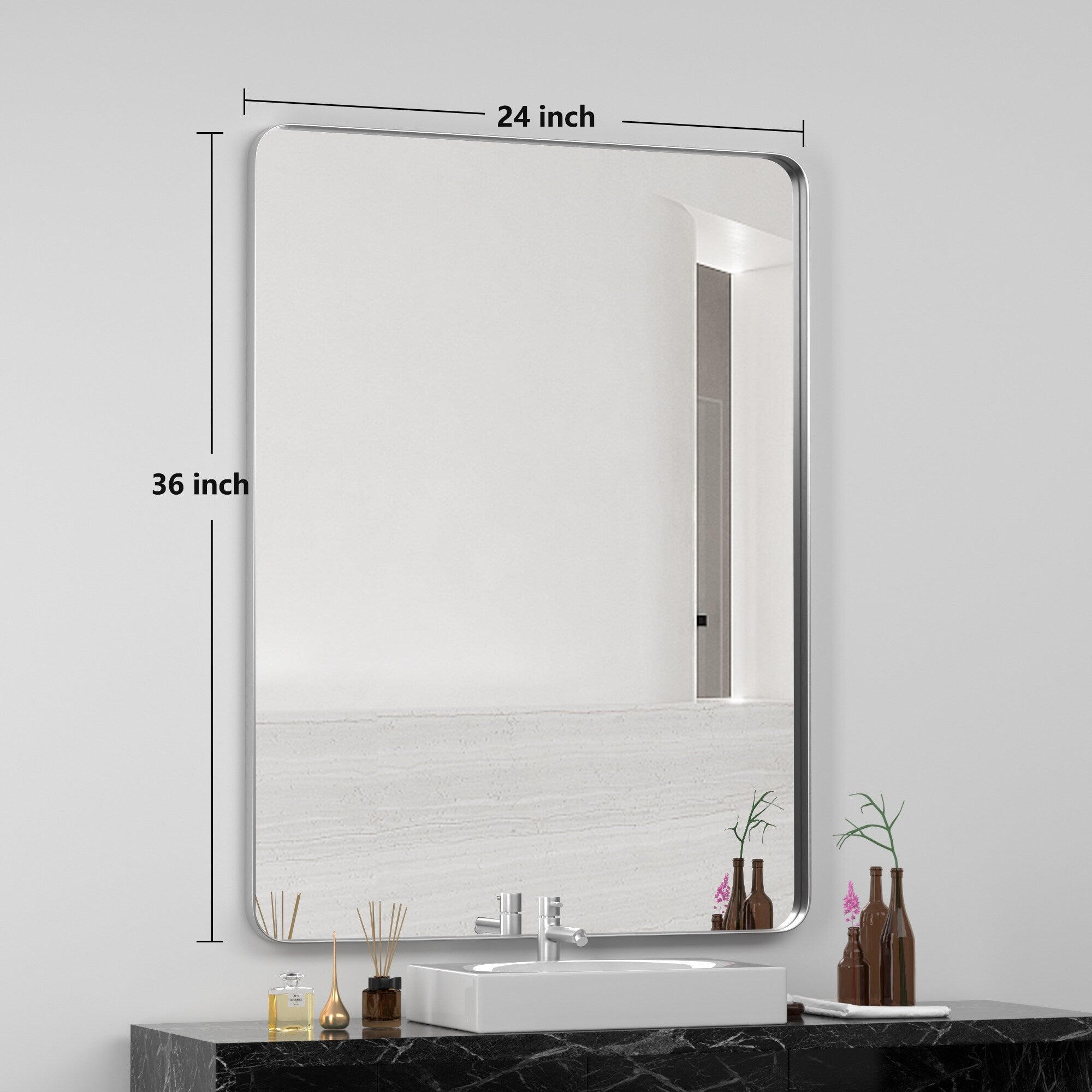 Stainless Steel Rectangular Mirror, Bathroom Mirror, Dressing Mirror, Wall Mirror, Decorative Mirror