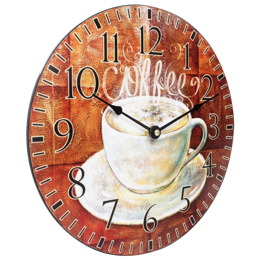 La Crosse 404-2631C-INT 12 inch Round Coffee Decor Analog Wall Clock