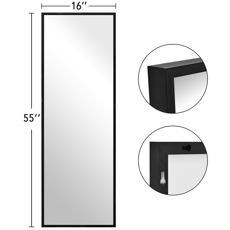 Aluminum Alloy Matte Frame Floor Mirror Dressing Hanging Mirror