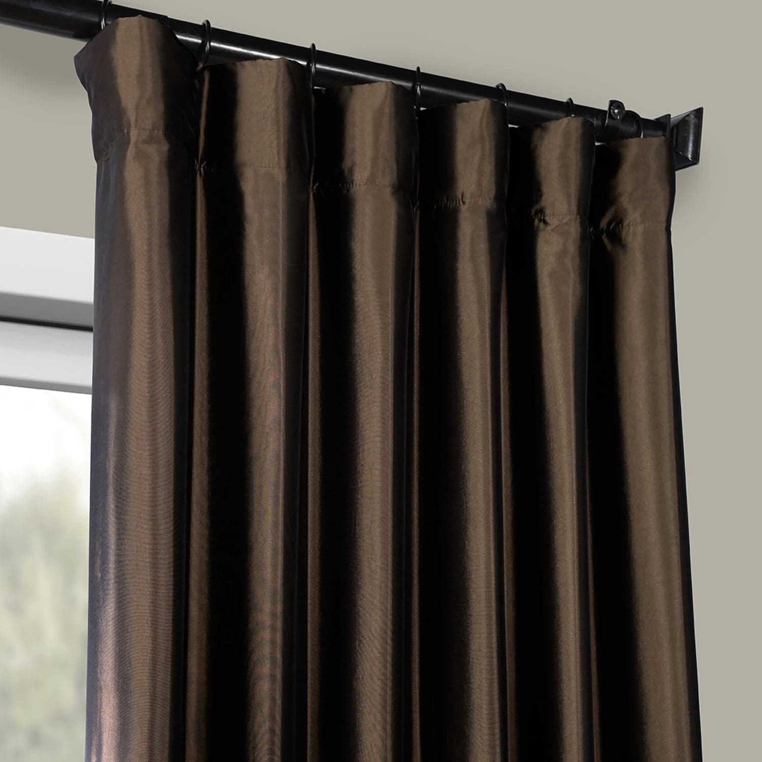 Exclusive Fabric Faux Silk Taffeta Solid Blackout Curtain (1 Panel)