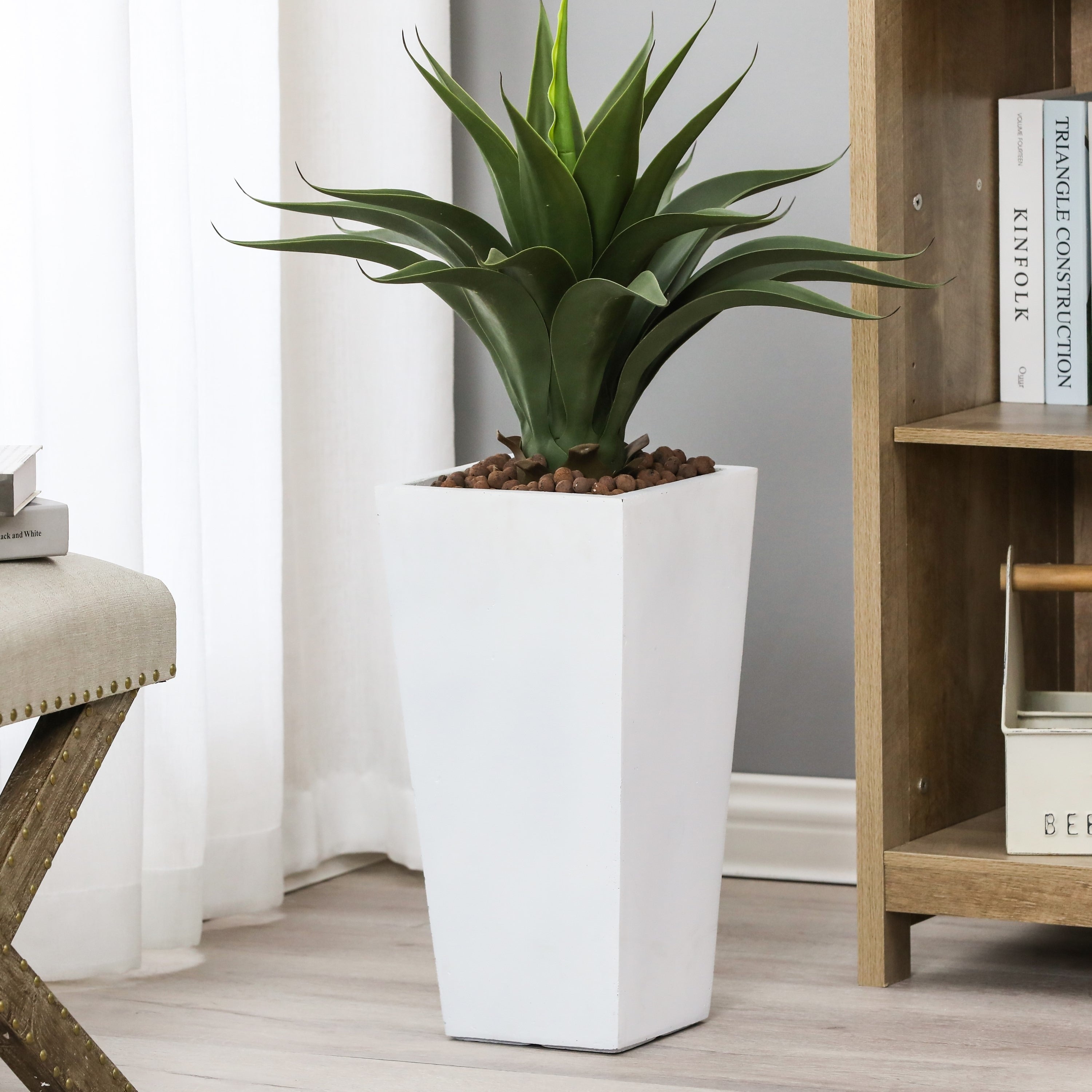 White Tall Square Tapered Indoor & Outdoor Planter