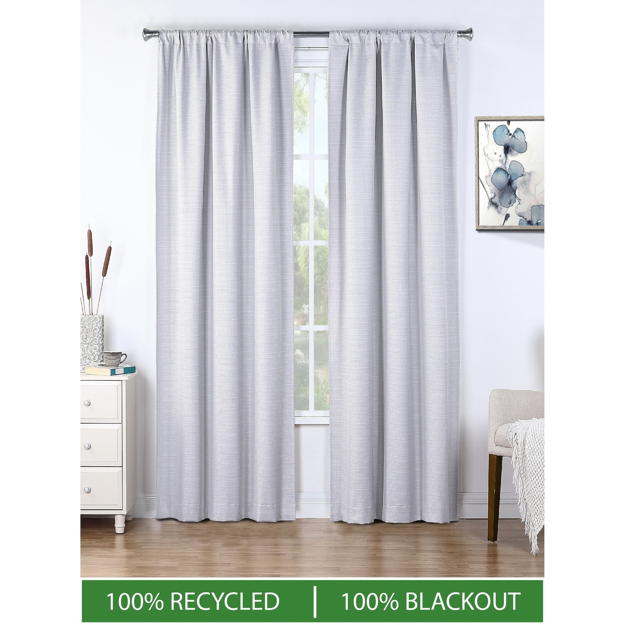 B.Smith Recycled Textured Total Blackout Curtain, 2 Panels