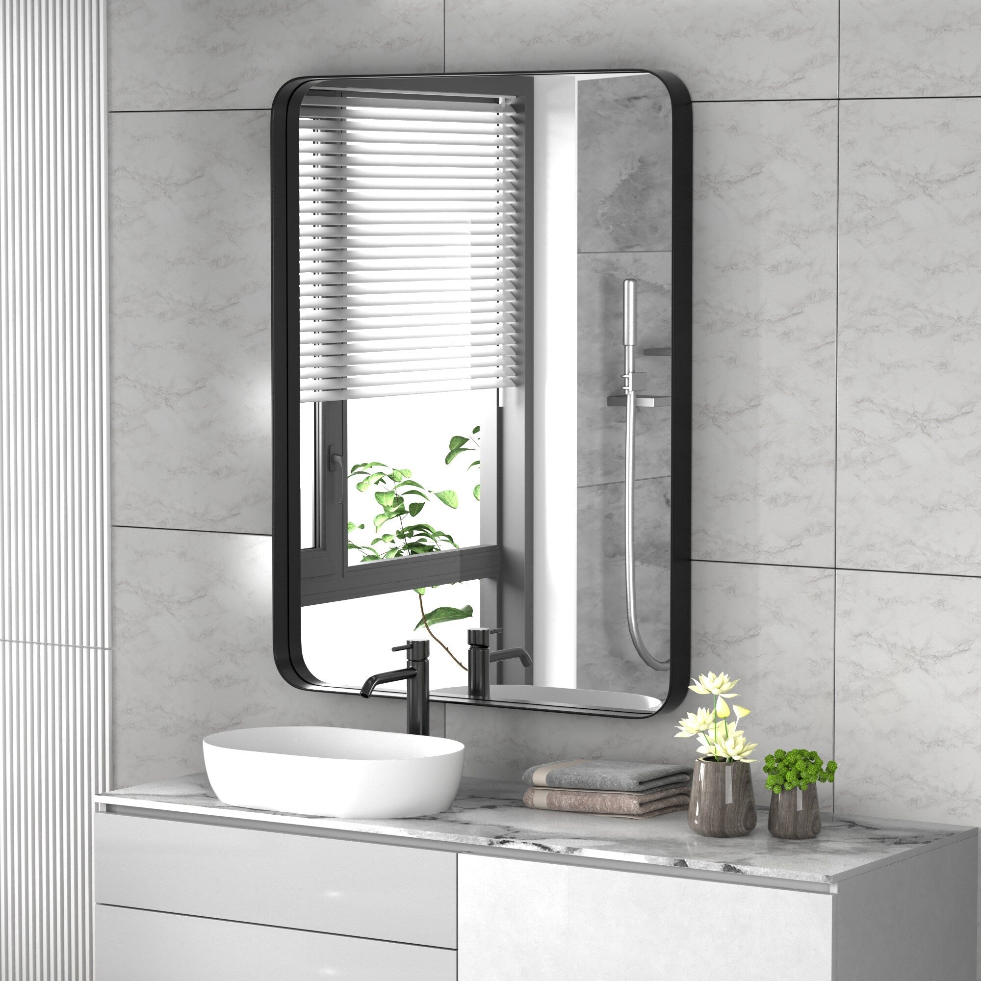 Stainless Steel Rectangular Mirror, Bathroom Mirror, Dressing Mirror, Wall Mirror, Decorative Mirror