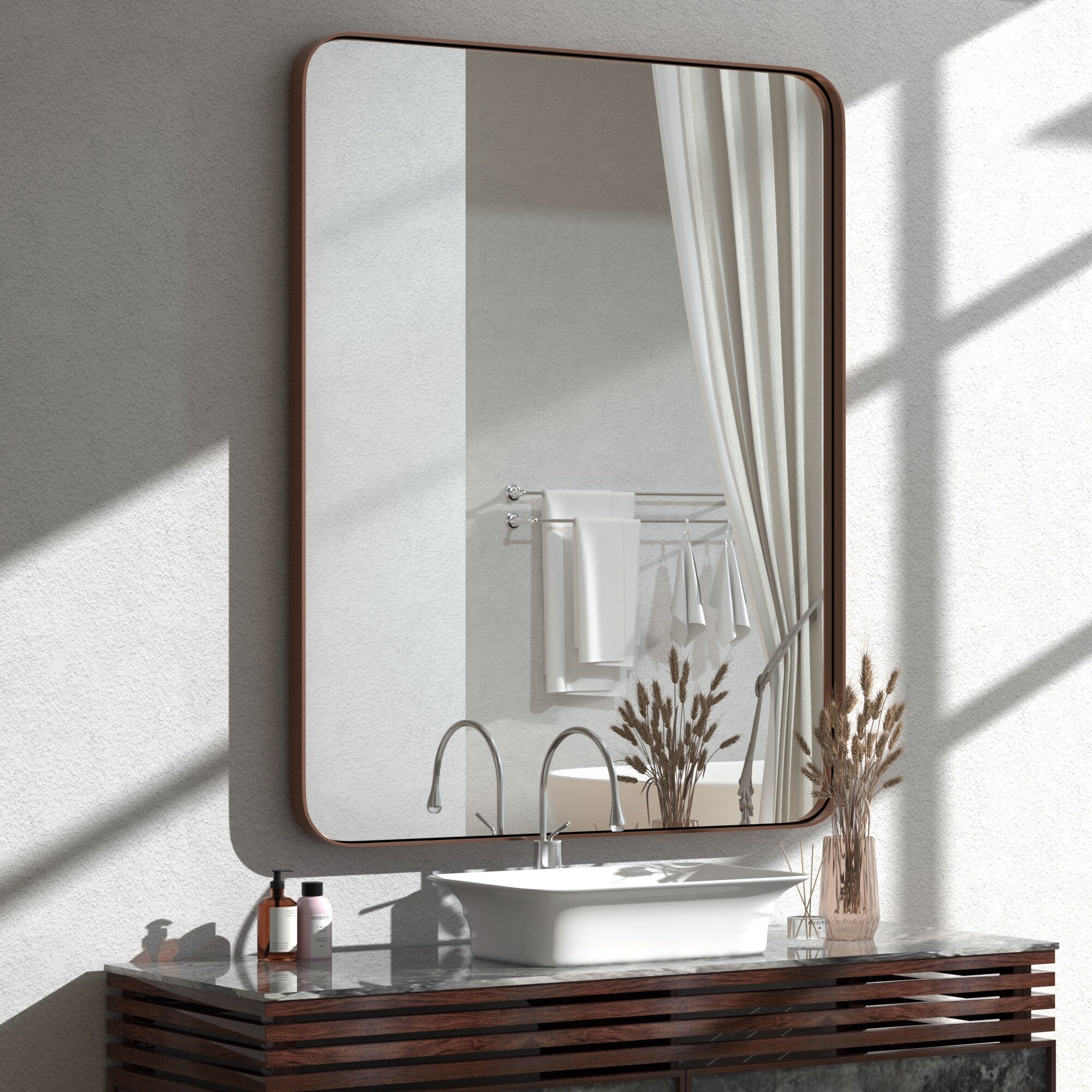 Stainless Steel Rectangular Mirror, Bathroom Mirror, Dressing Mirror, Wall Mirror, Decorative Mirror